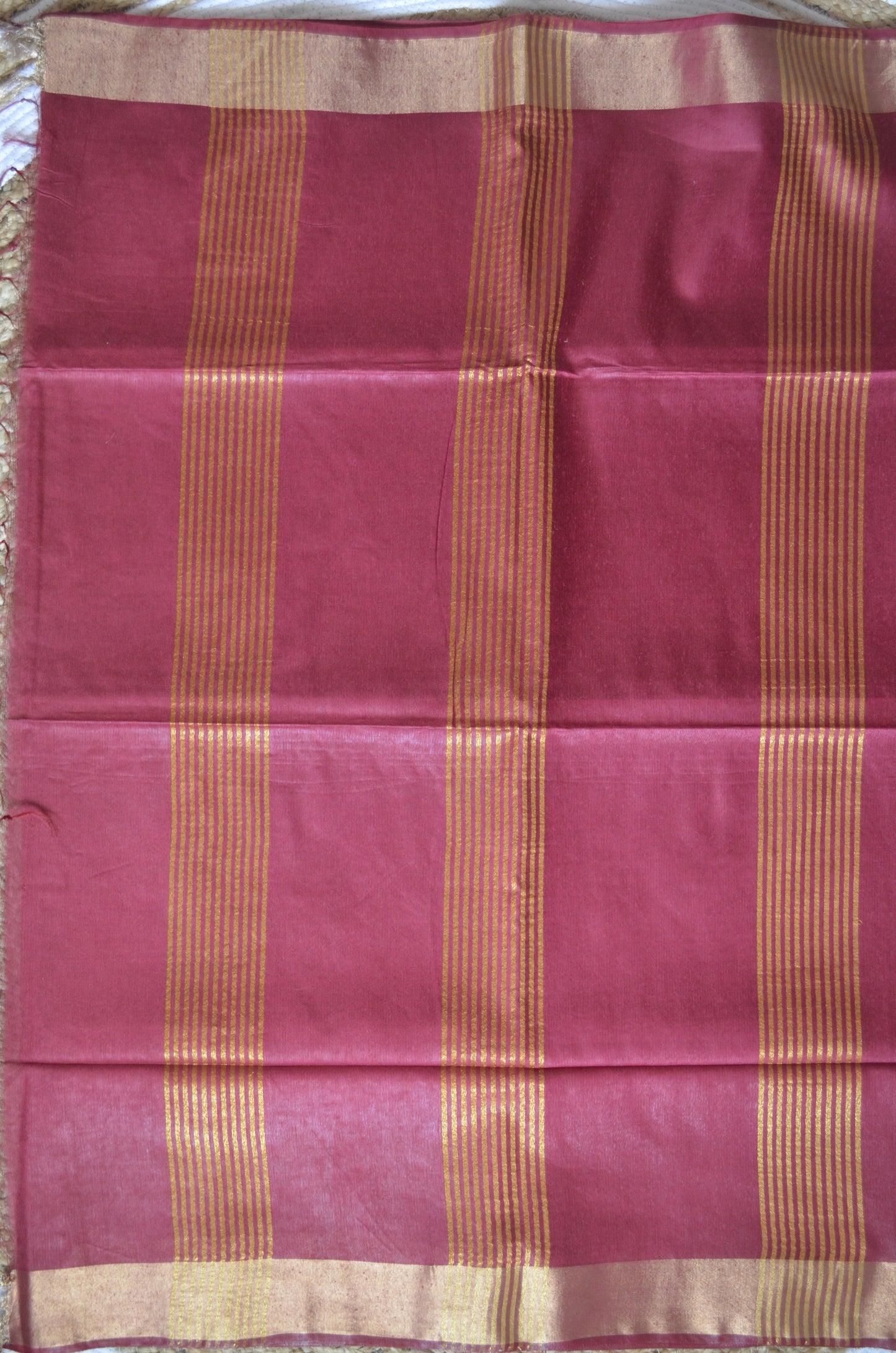 Red Vegan Tussar Silk Handloom Saree