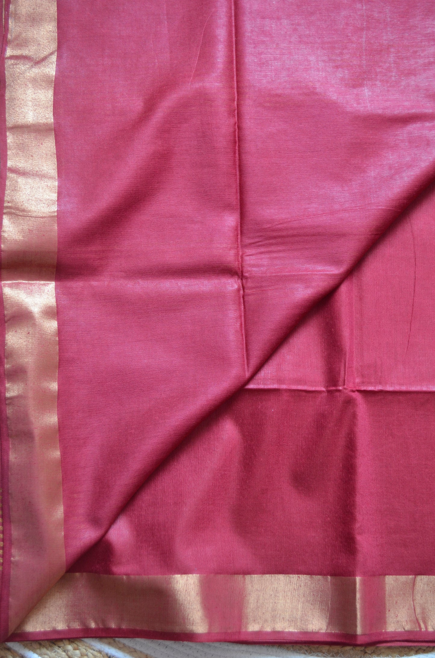 Red Vegan Tussar Silk Handloom Saree