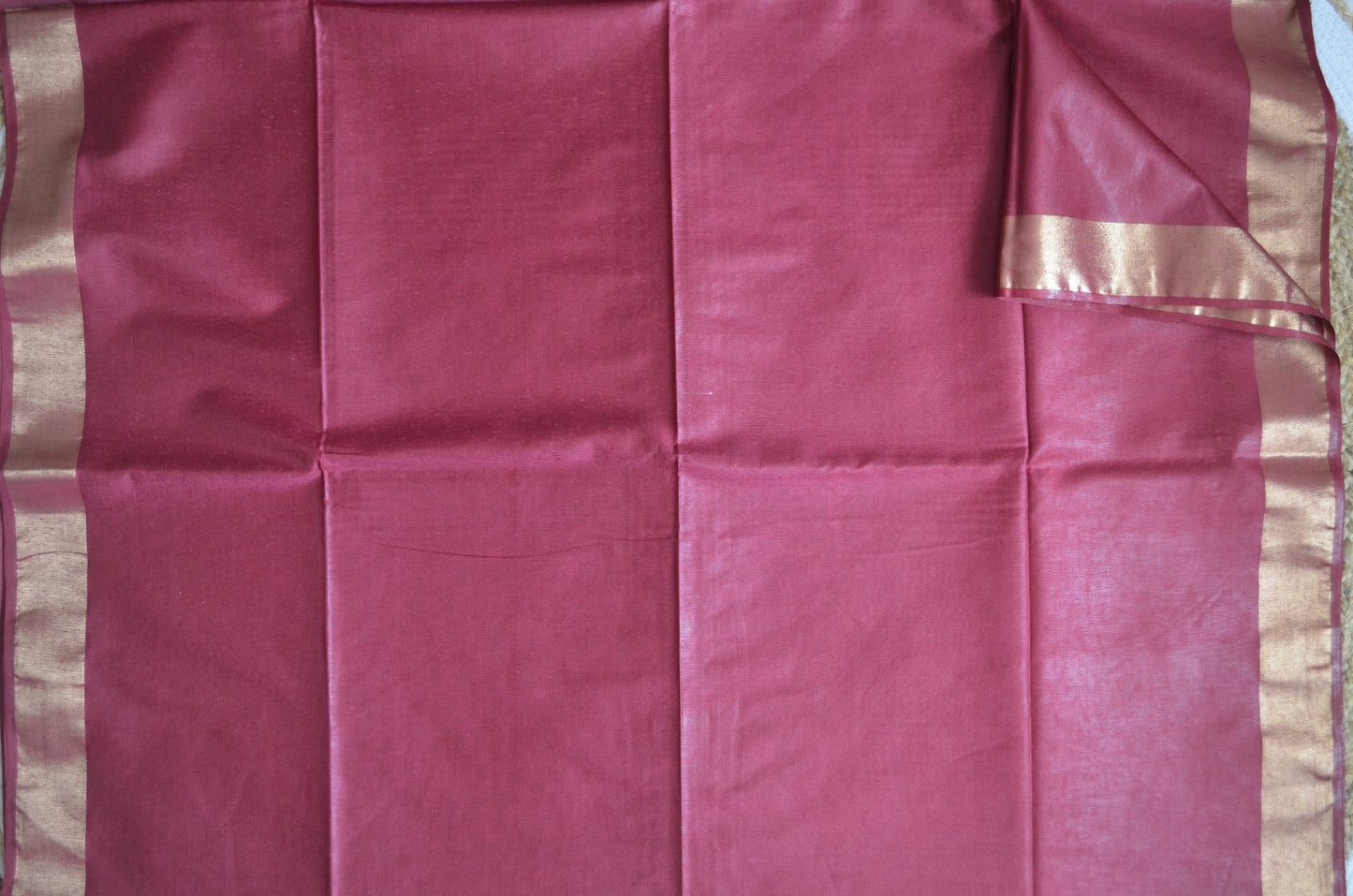 Red Vegan Tussar Silk Handloom Saree