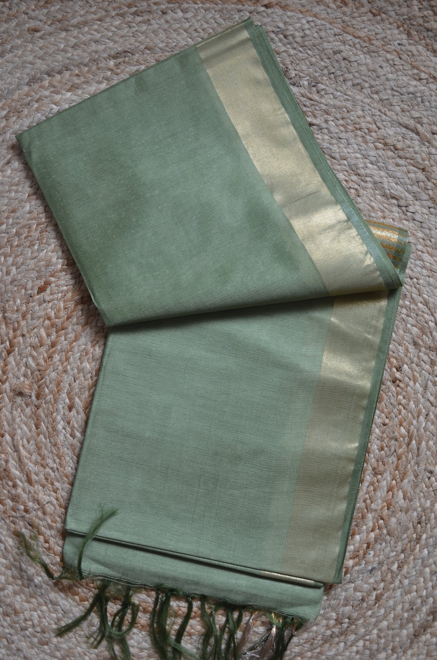 Olive Vegan Tussar Silk Handloom Saree