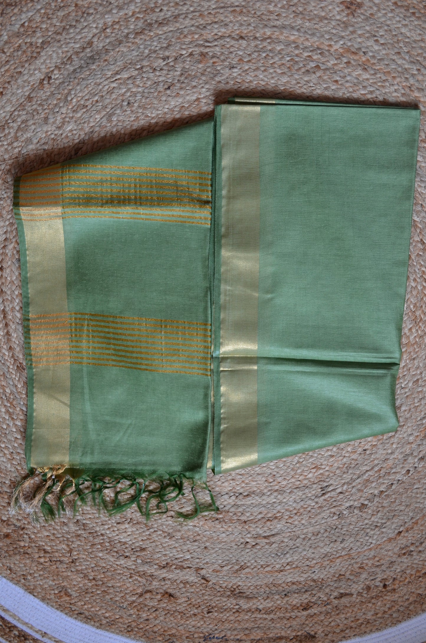 Olive Vegan Tussar Silk Handloom Saree