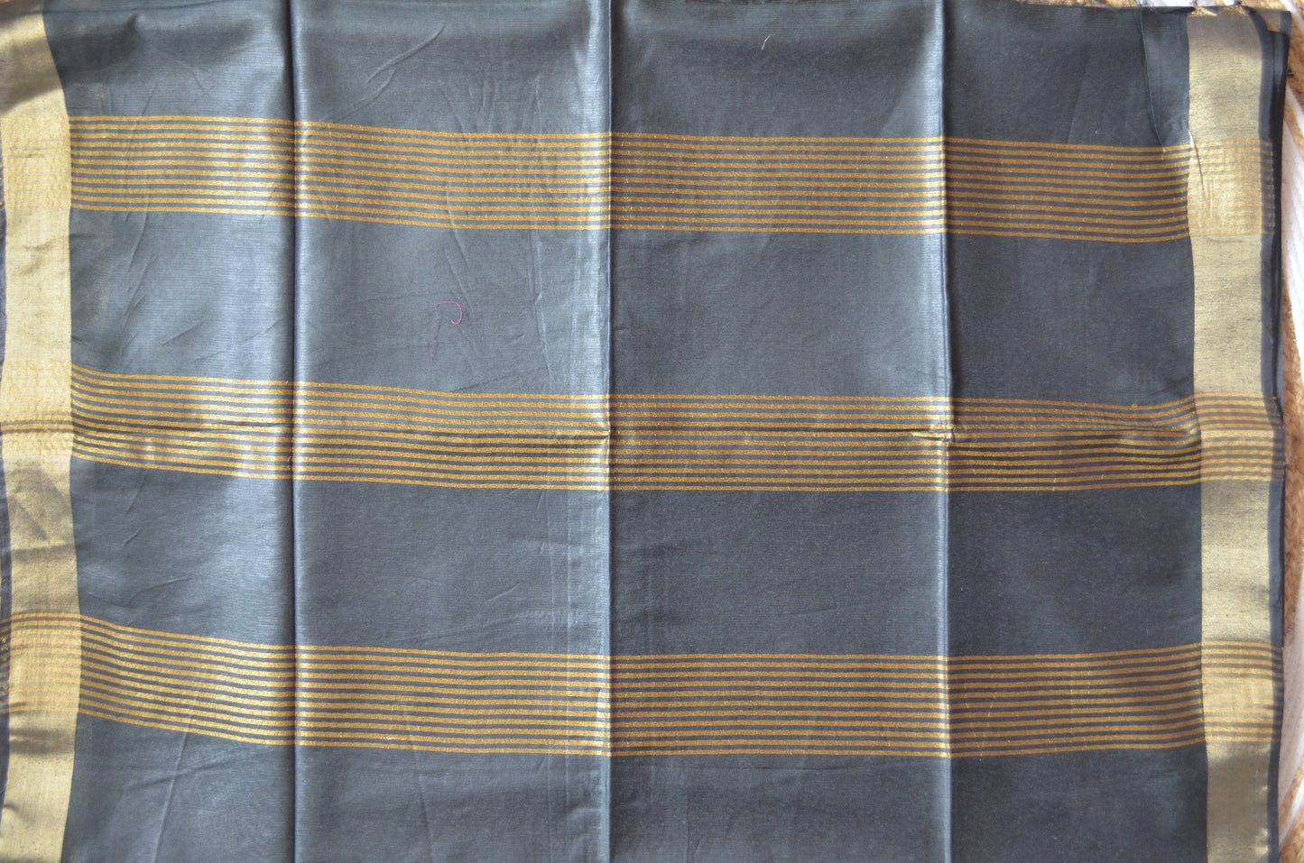 Black Vegan Tussar Silk Handloom Saree
