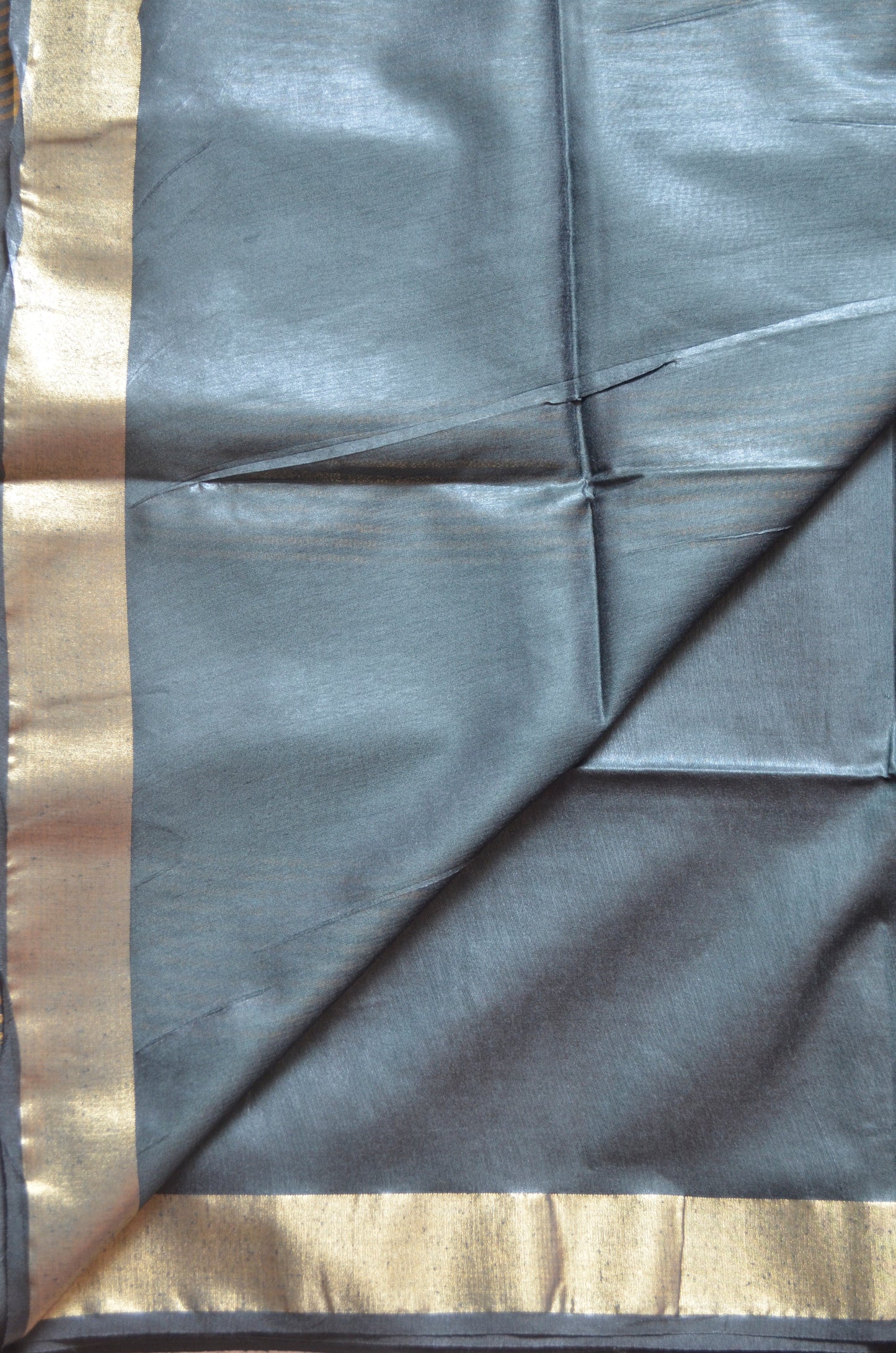 Black Vegan Tussar Silk Handloom Saree
