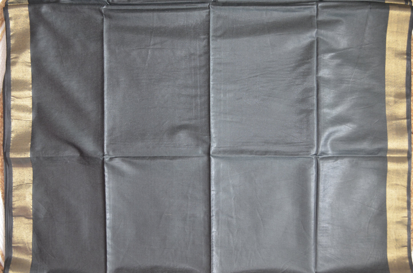 Black Vegan Tussar Silk Handloom Saree