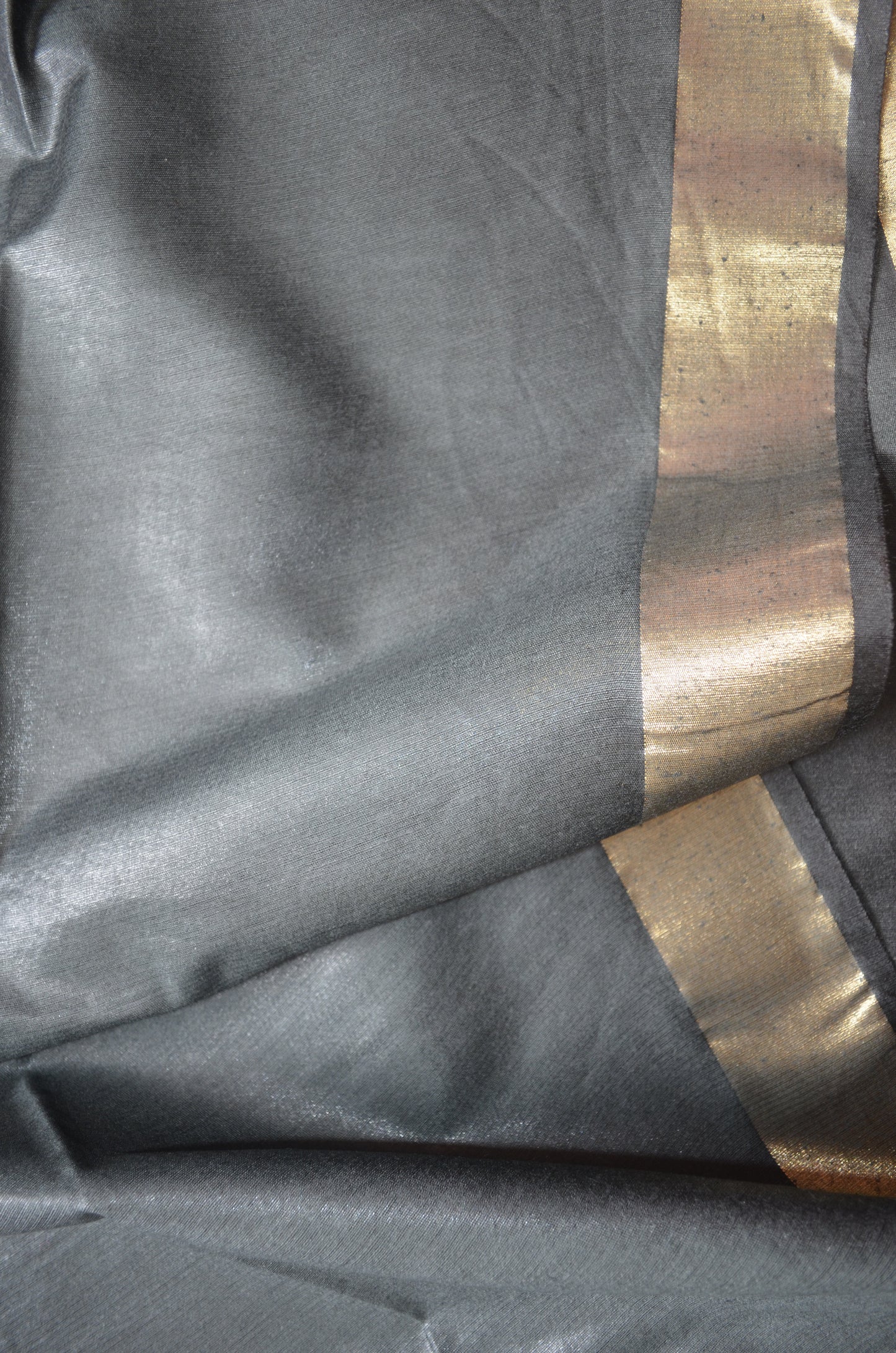 Black Vegan Tussar Silk Handloom Saree
