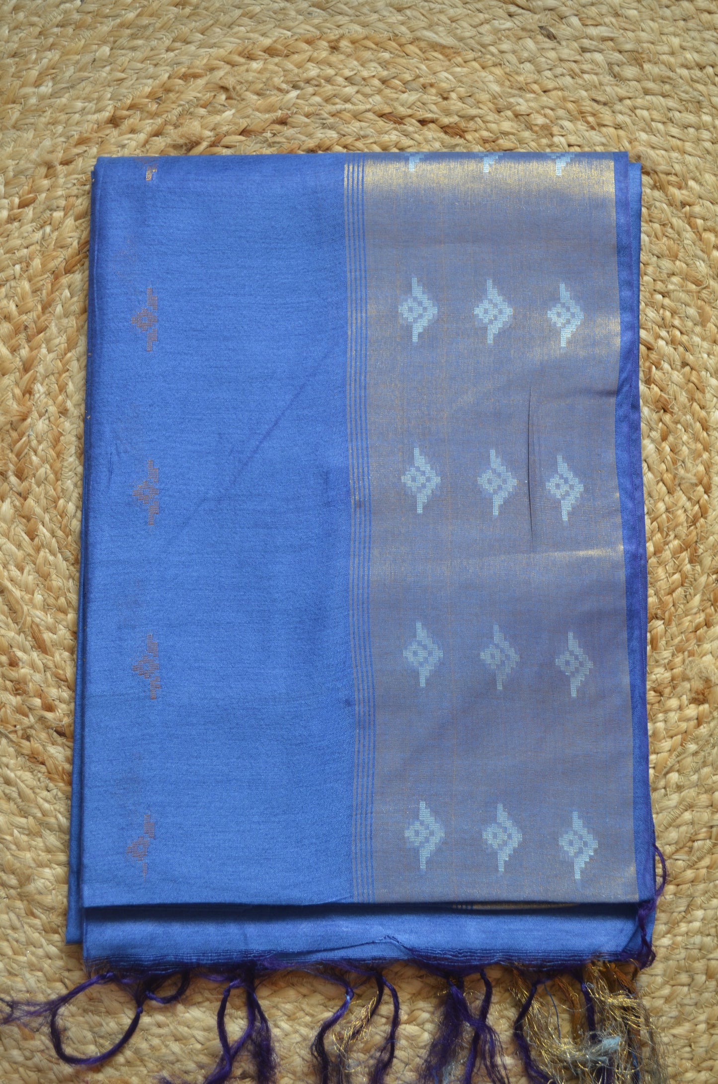 Indigo Contemporary Zari Work Vegan Silk Handloom Saree