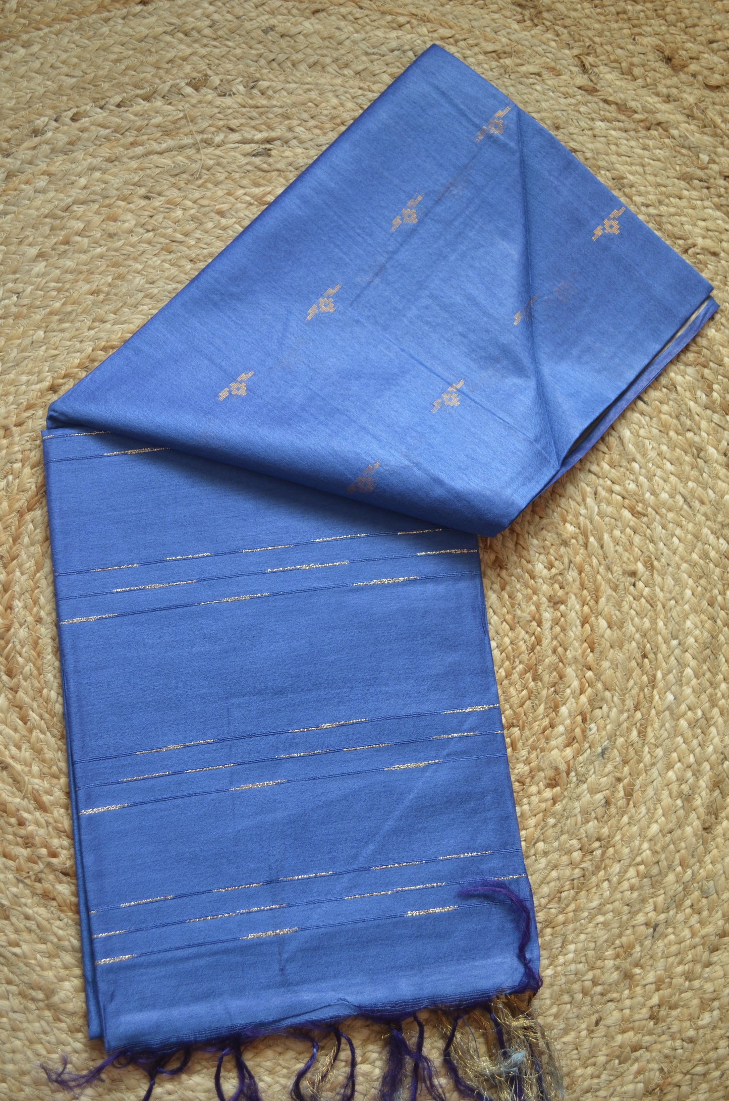 Indigo Contemporary Zari Work Vegan Silk Handloom Saree