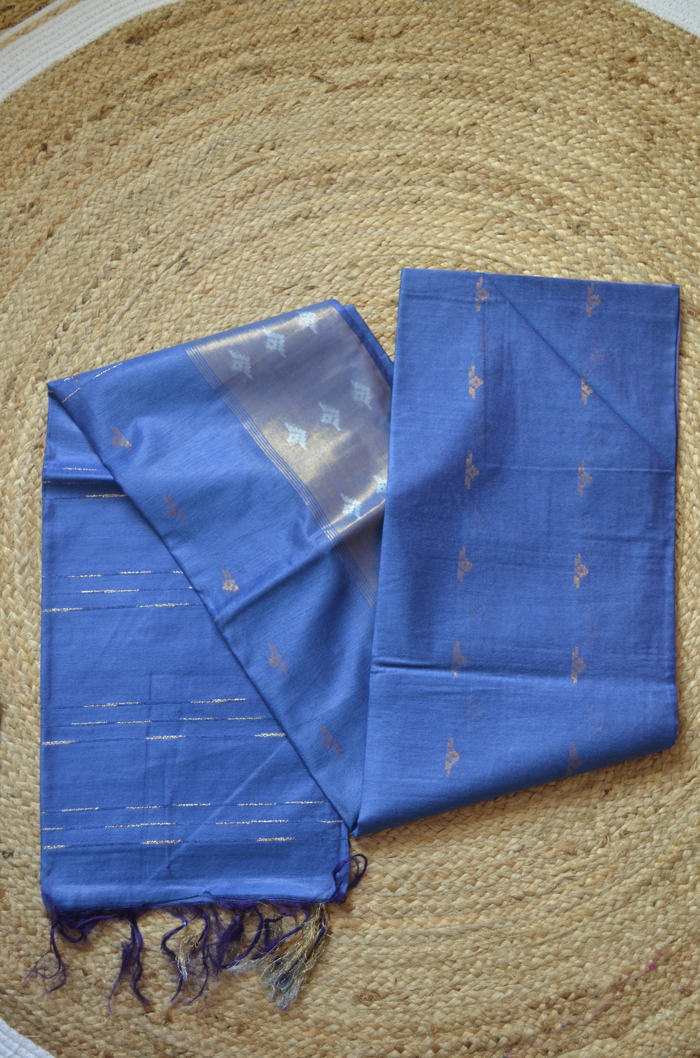 Indigo Contemporary Zari Work Vegan Silk Handloom Saree