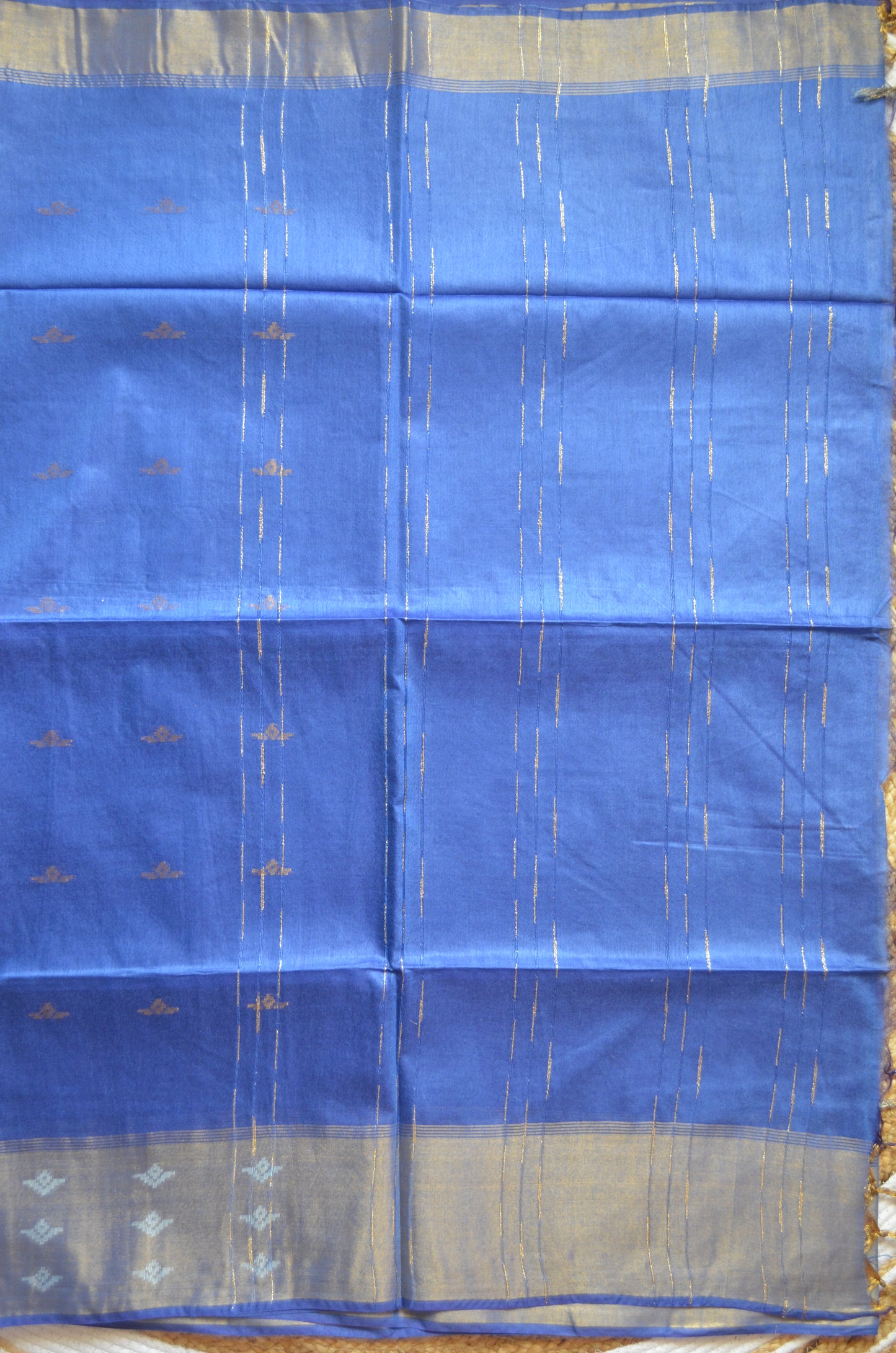 Indigo Contemporary Zari Work Vegan Silk Handloom Saree