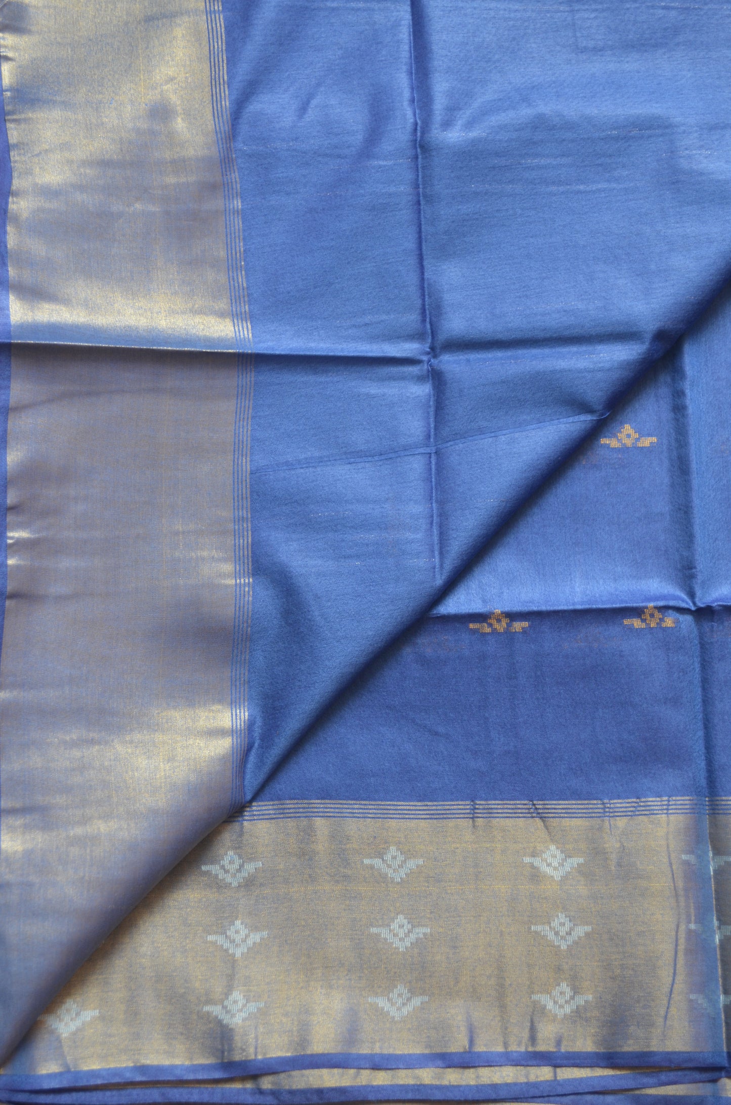 Indigo Contemporary Zari Work Vegan Silk Handloom Saree