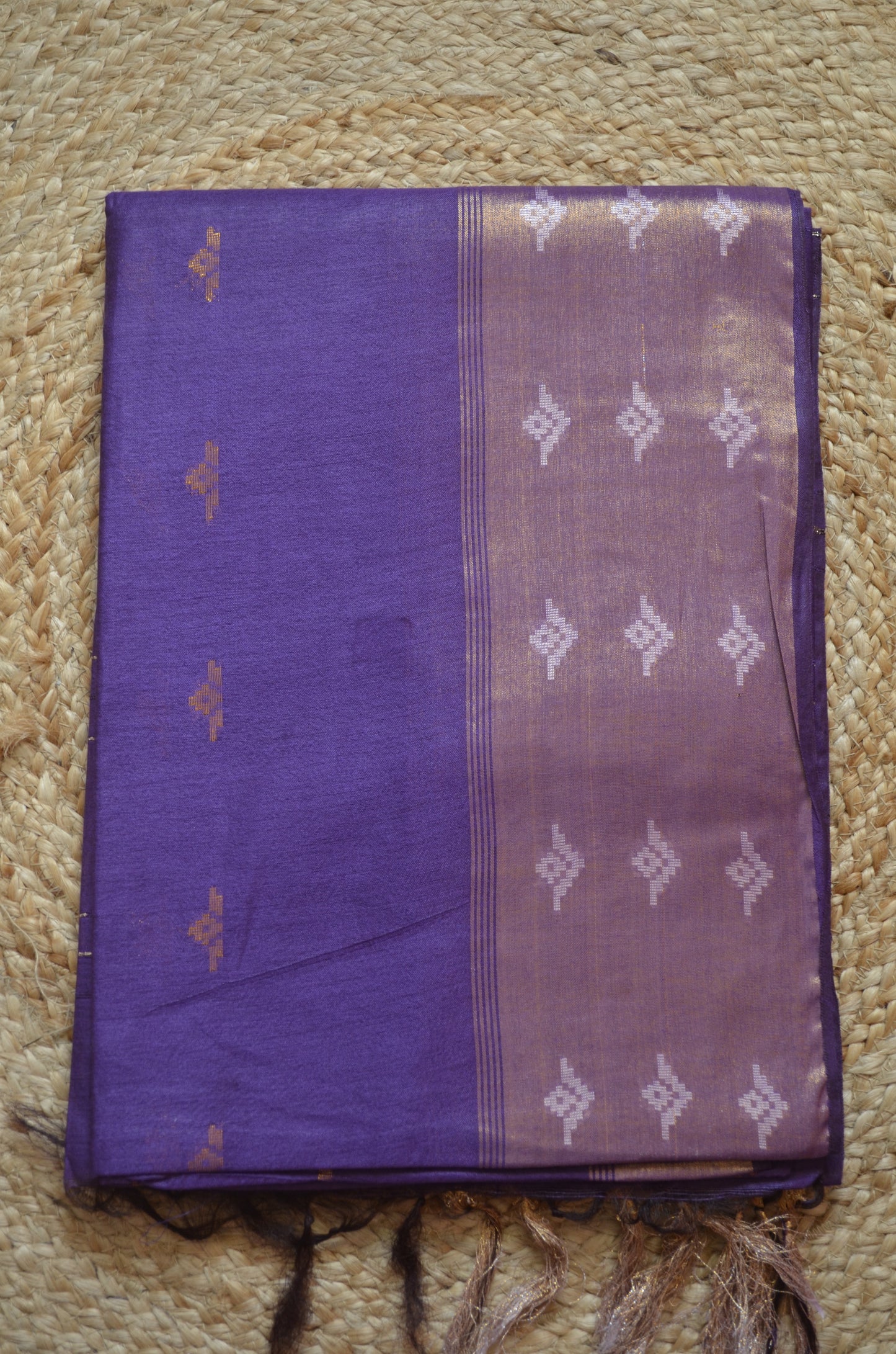 Purple Contemporary Zari Work Vegan Silk Handloom Saree