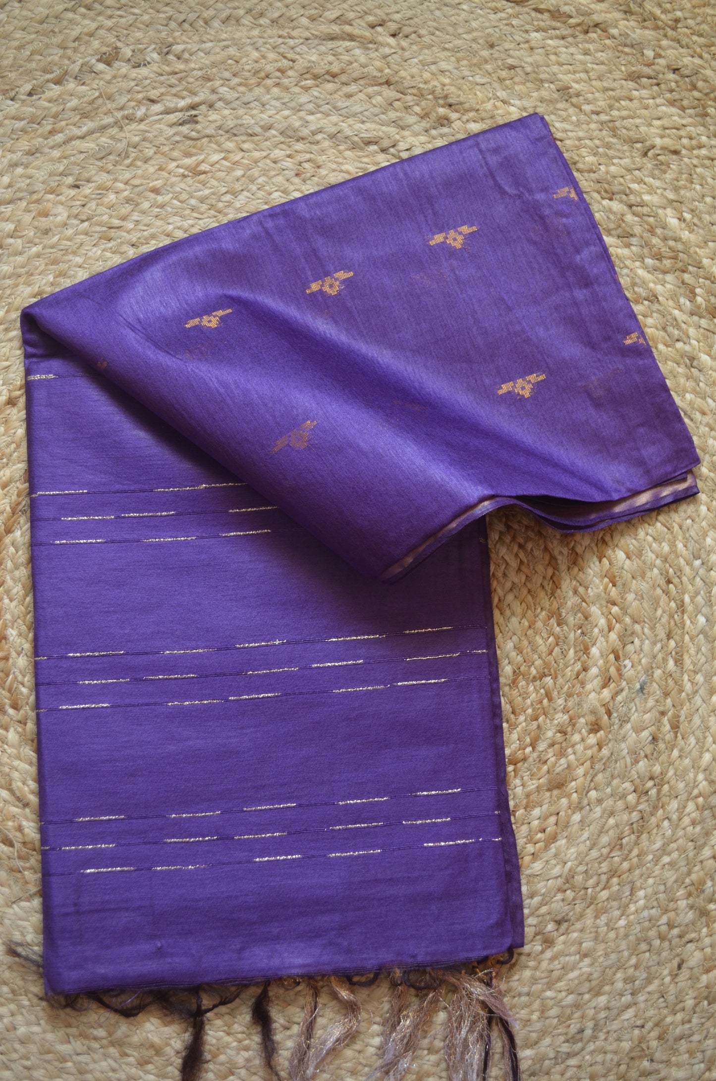 Purple Contemporary Zari Work Vegan Silk Handloom Saree