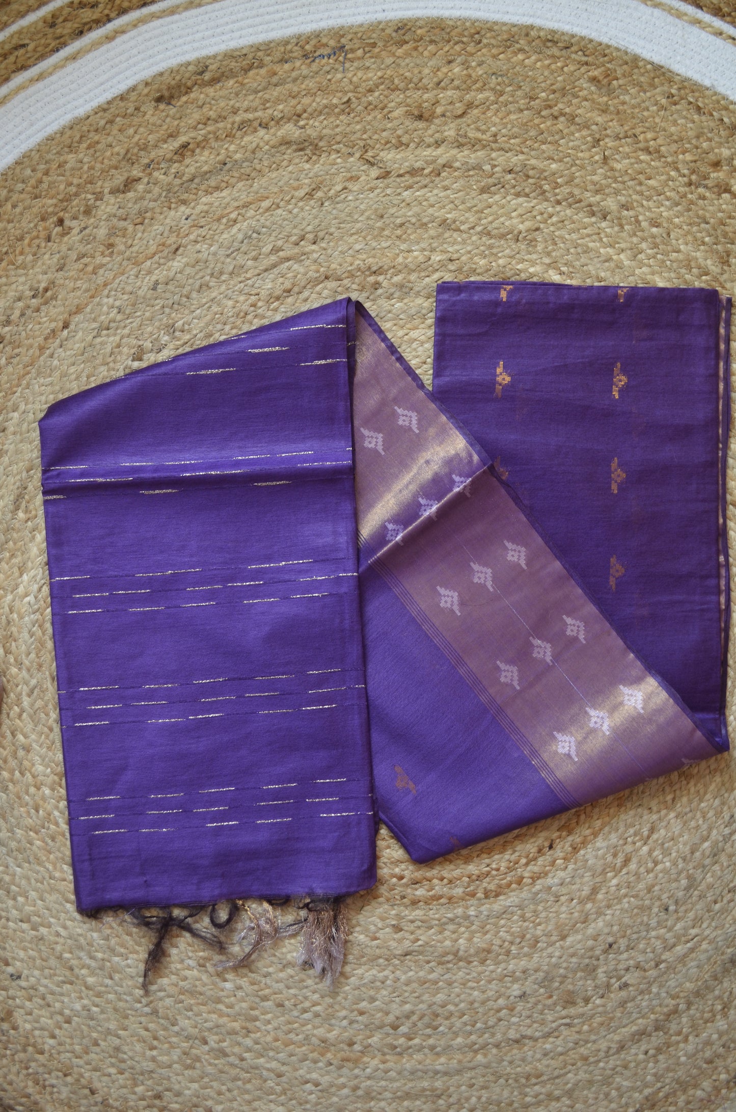 Purple Contemporary Zari Work Vegan Silk Handloom Saree