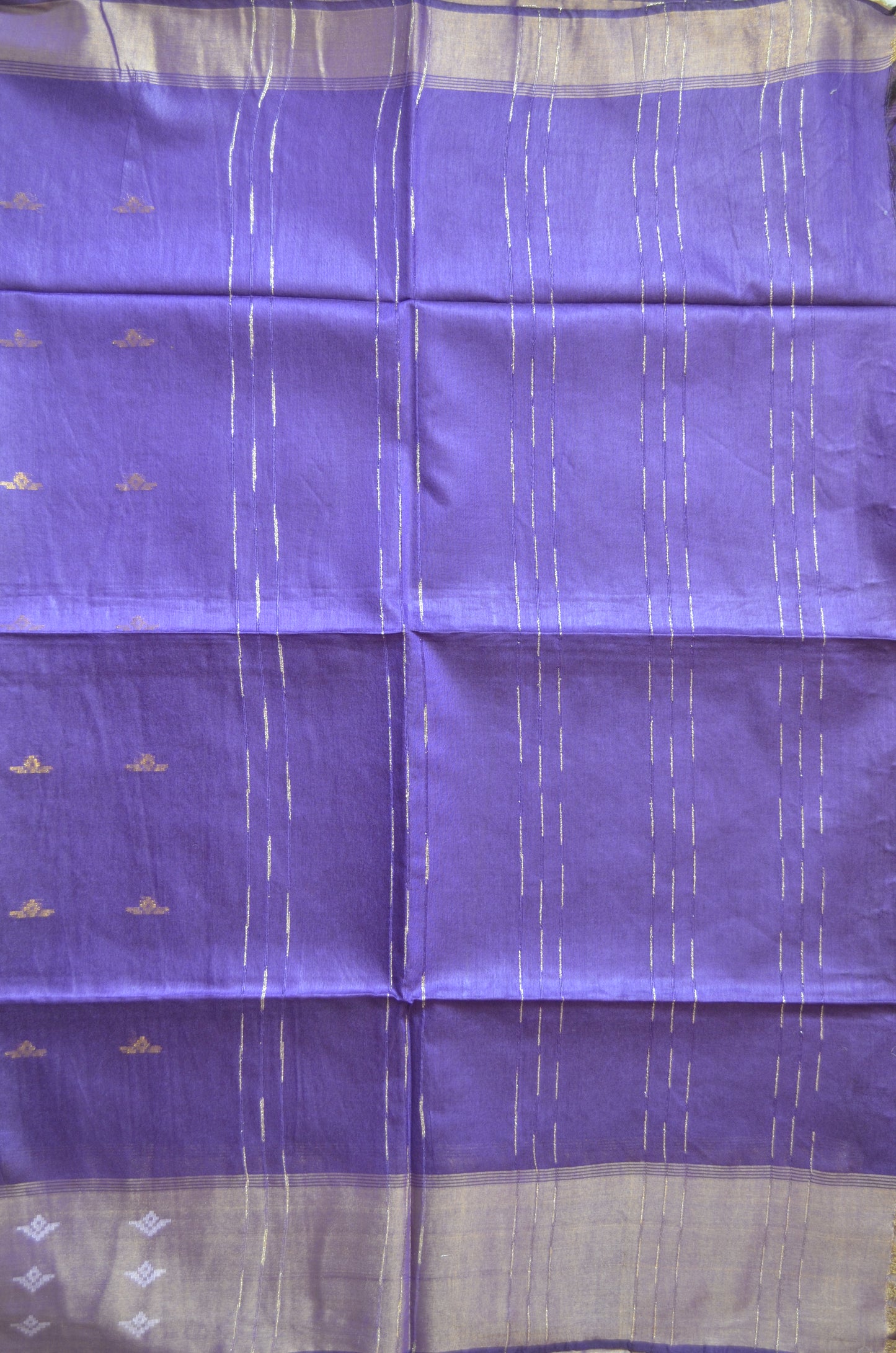 Purple Contemporary Zari Work Vegan Silk Handloom Saree