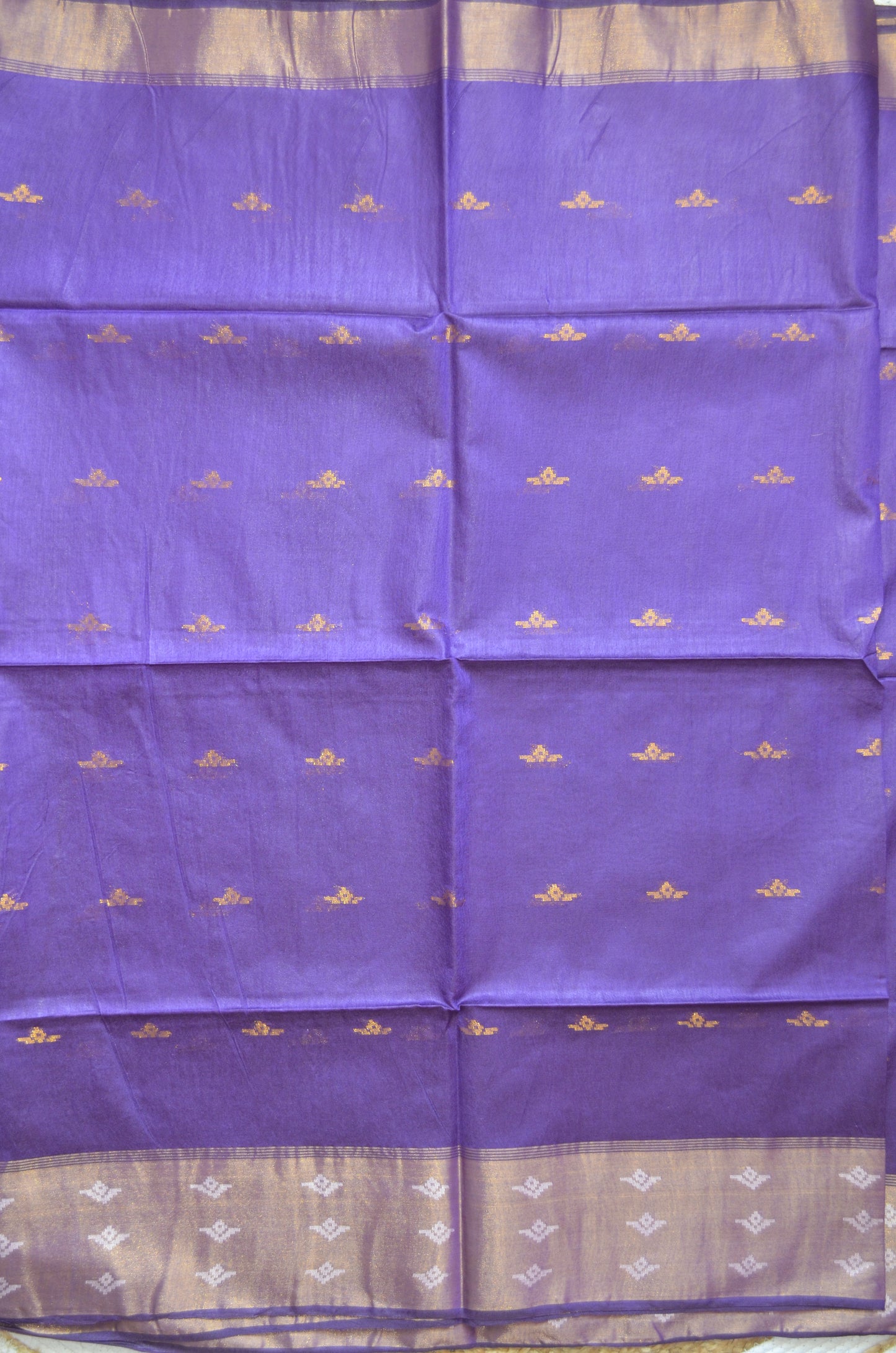 Purple Contemporary Zari Work Vegan Silk Handloom Saree
