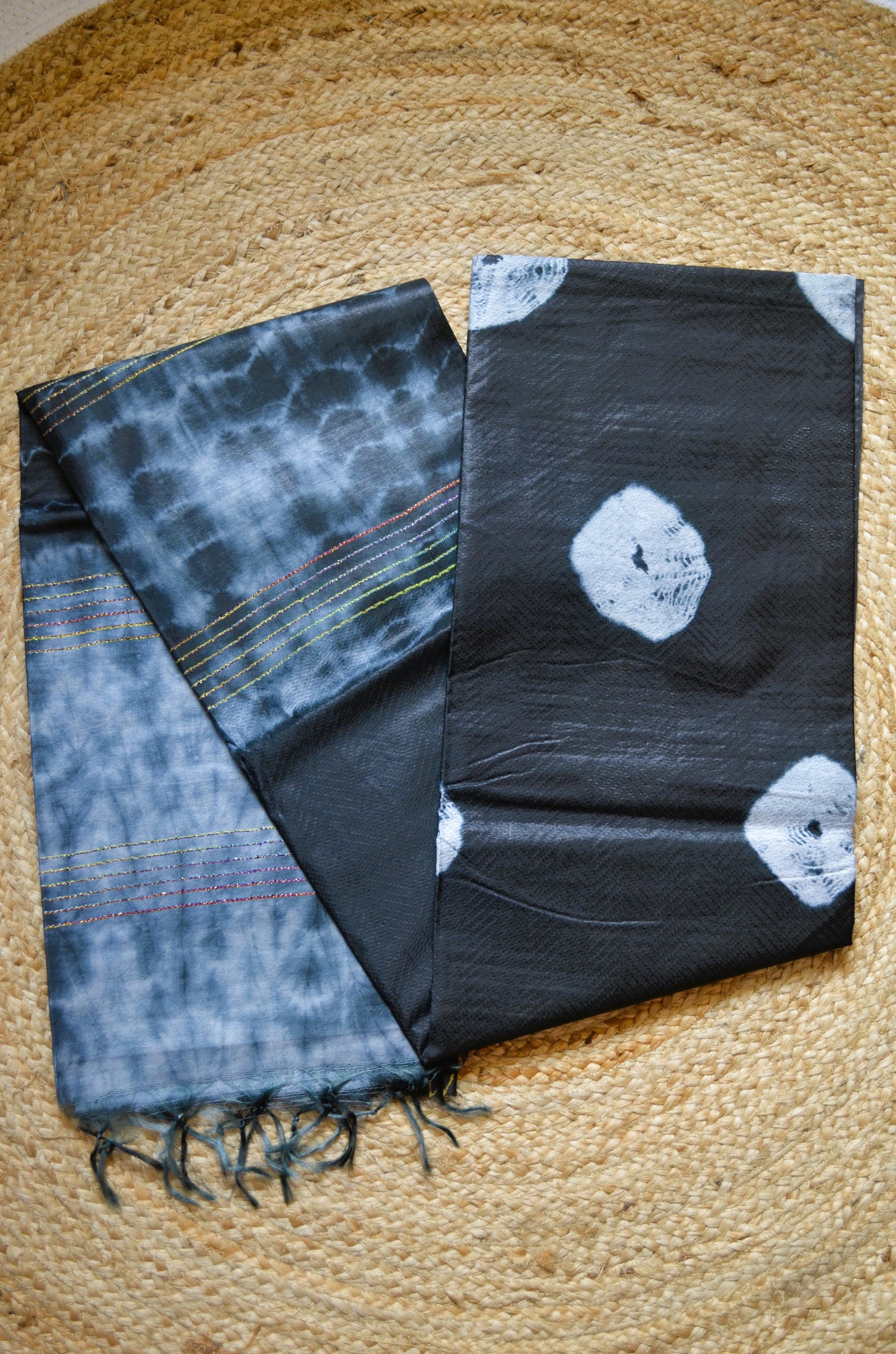 Black Contemporary Jacquard Vegan Silk Handloom Saree