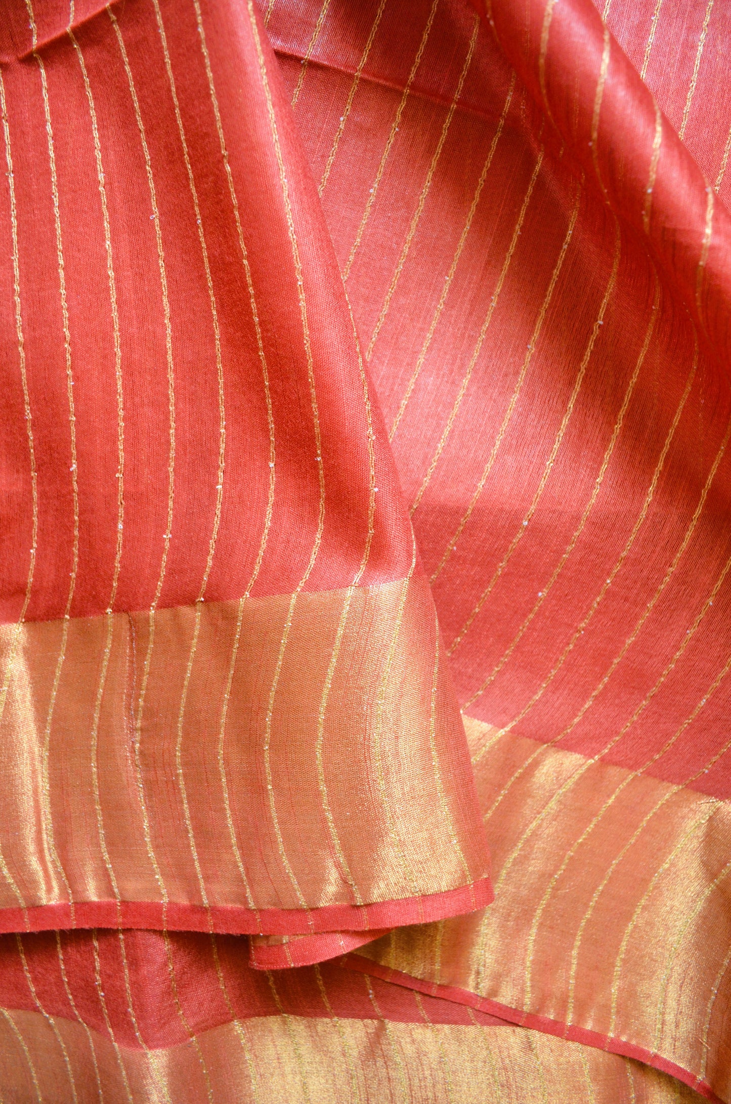 Rust Navy Tussar Vegan Silk Handloom Saree