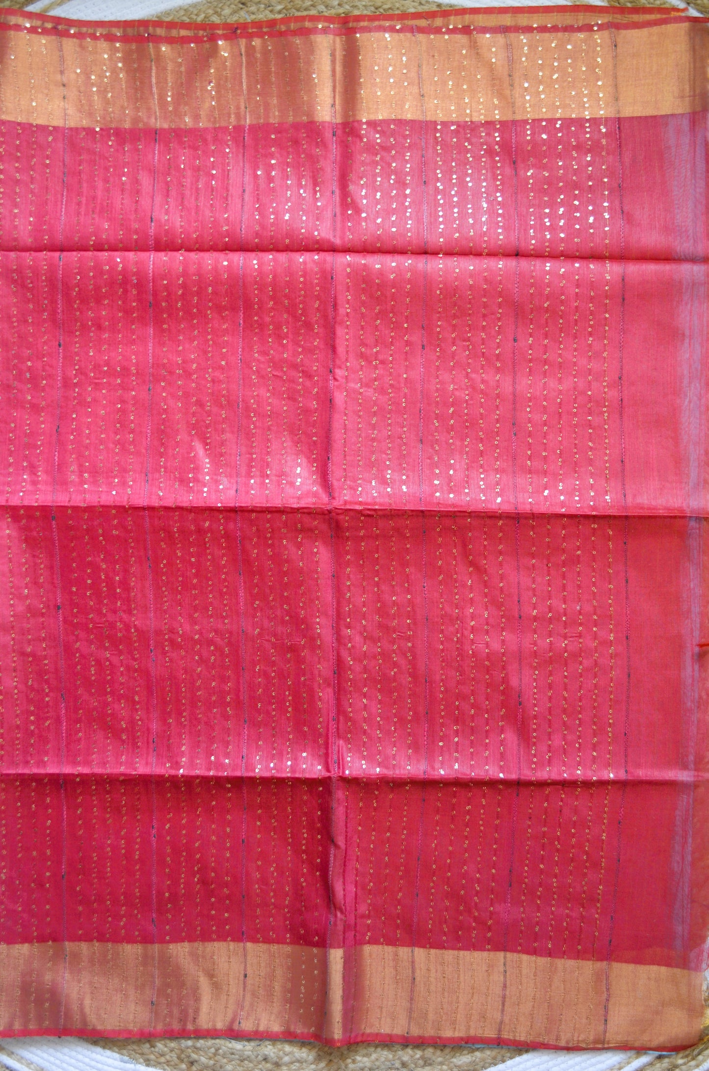 Blue Pink Tussar Vegan Silk Handloom Saree
