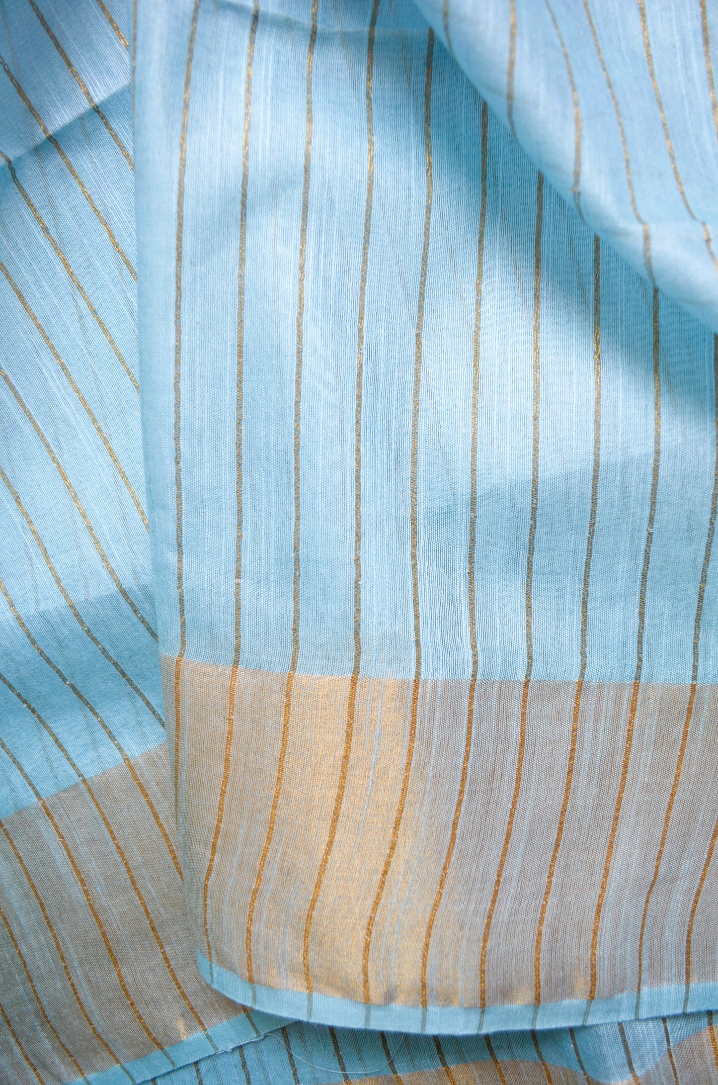 Blue Pink Tussar Vegan Silk Handloom Saree