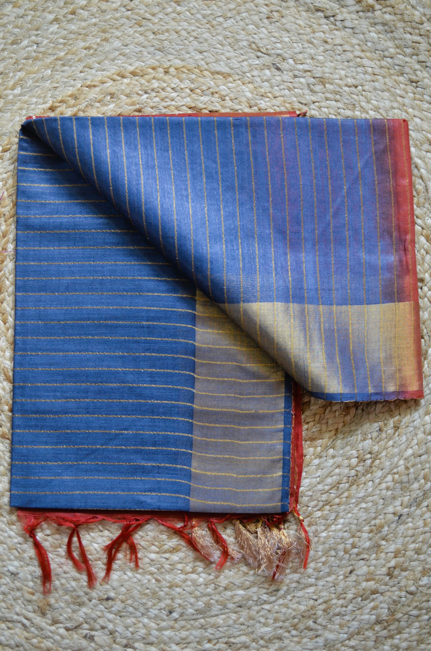 Steel Rust Tussar Vegan Silk Handloom Saree