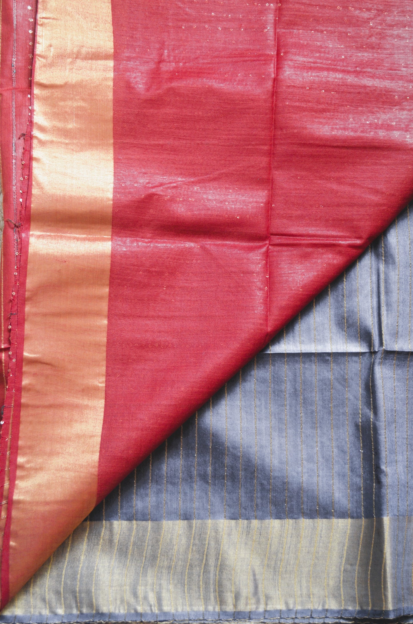 Steel Rust Tussar Vegan Silk Handloom Saree