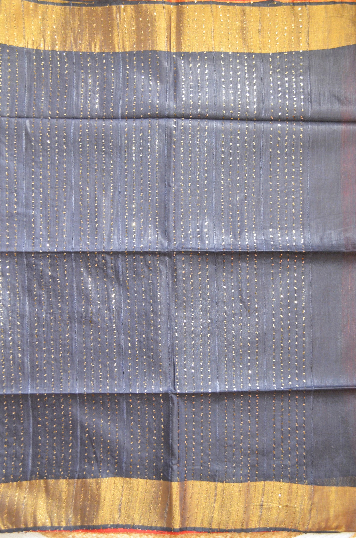 Rust Steel Tussar Vegan Silk Handloom Saree