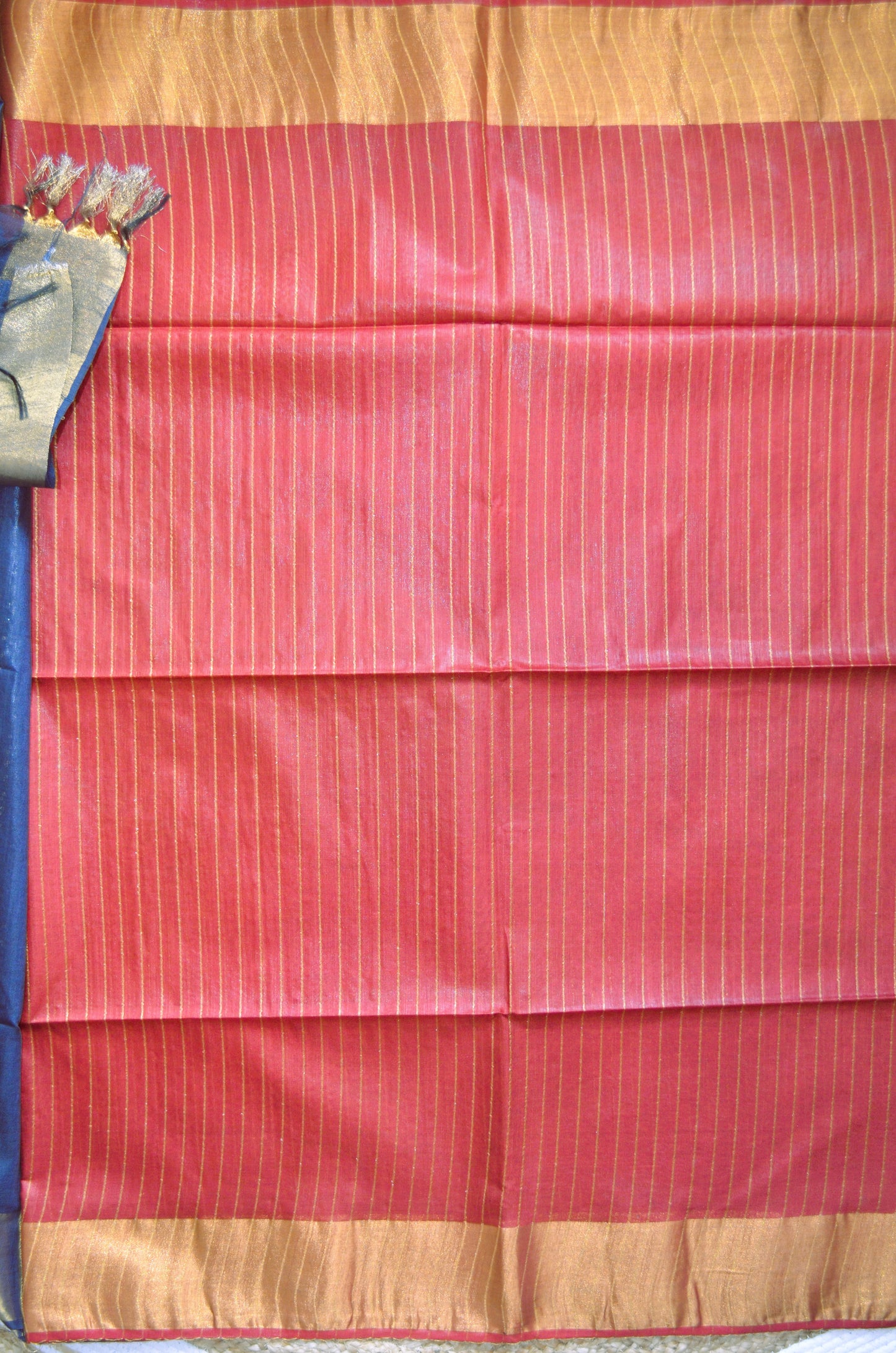 Rust Steel Tussar Vegan Silk Handloom Saree