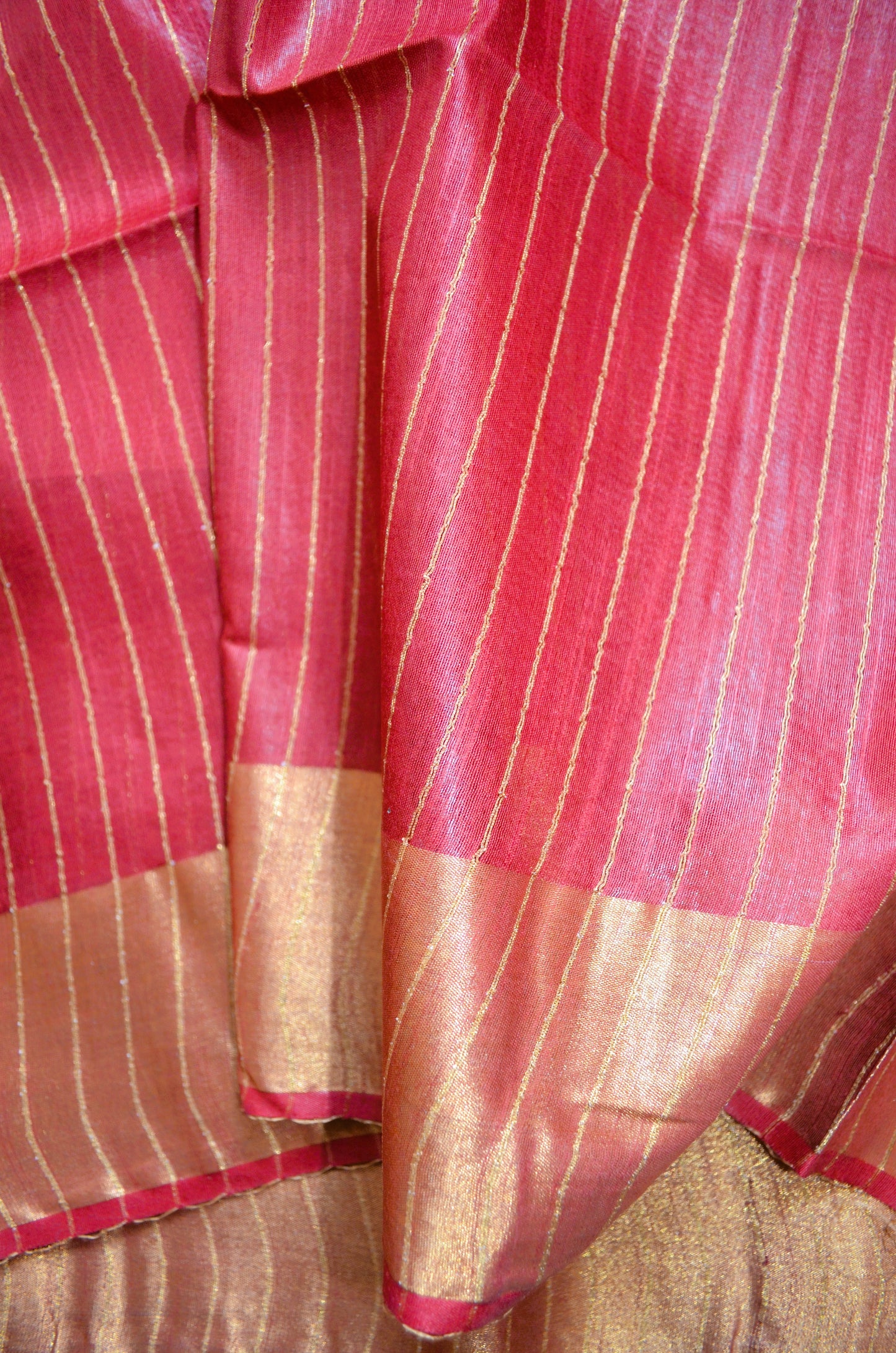 Rust Steel Tussar Vegan Silk Handloom Saree