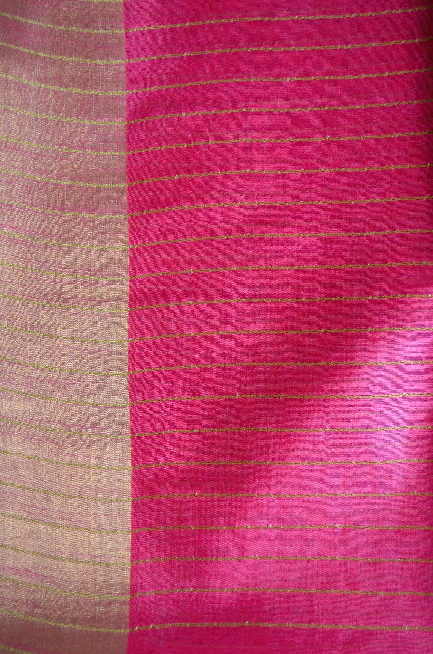 Pink Blue Tussar Vegan Silk Handloom Saree