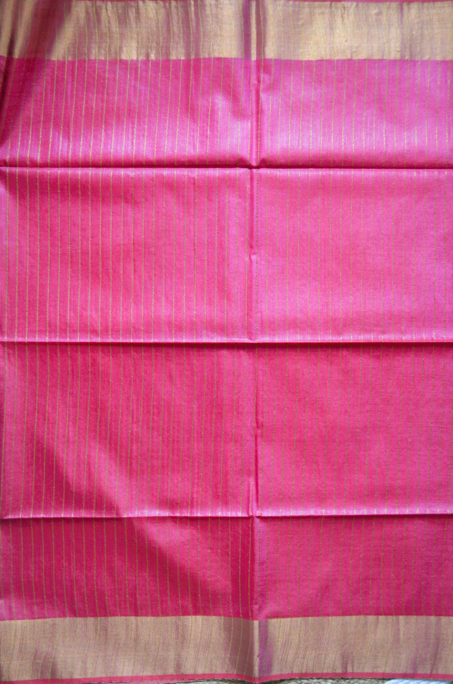 Pink Blue Tussar Vegan Silk Handloom Saree