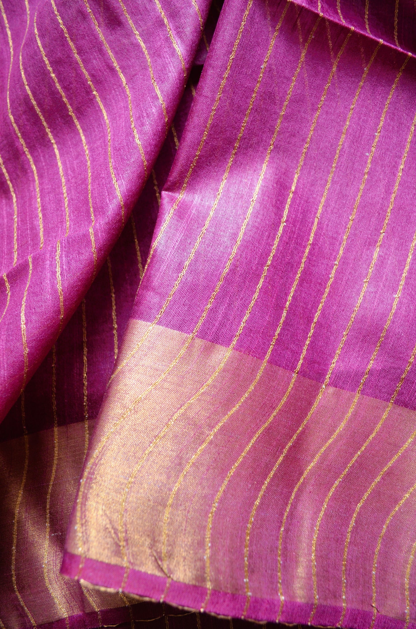 Magenta Green Tussar Vegan Silk Handloom Saree