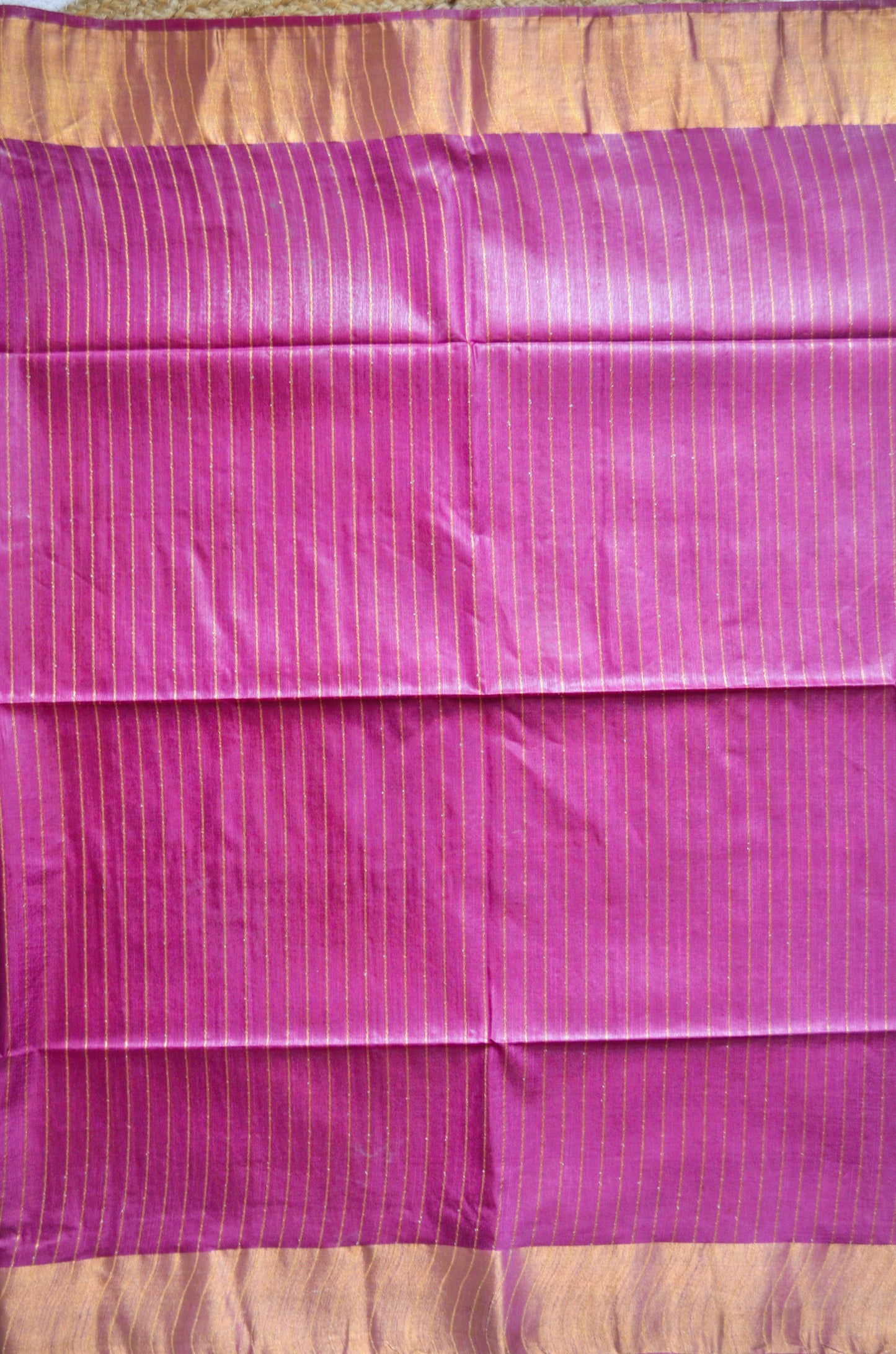 Magenta Green Tussar Vegan Silk Handloom Saree