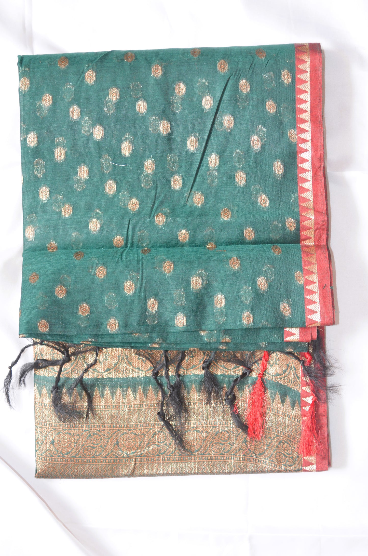Jungle Green Banarasi Silk Cotton Saree