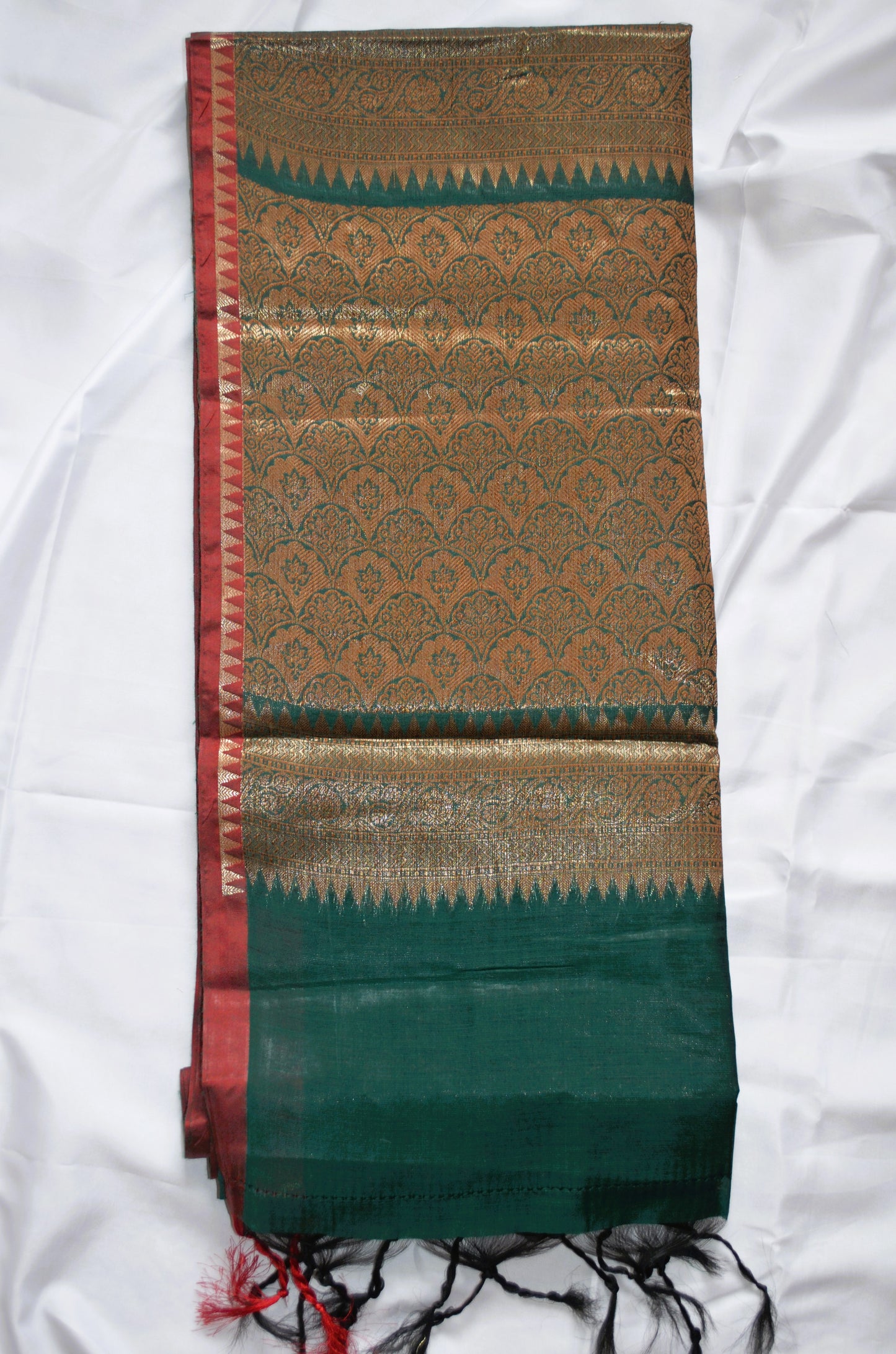 Jungle Green Banarasi Silk Cotton Saree
