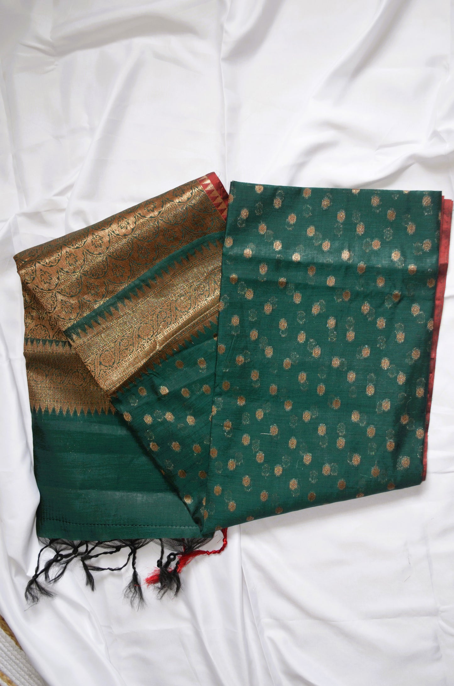 Jungle Green Banarasi Silk Cotton Saree
