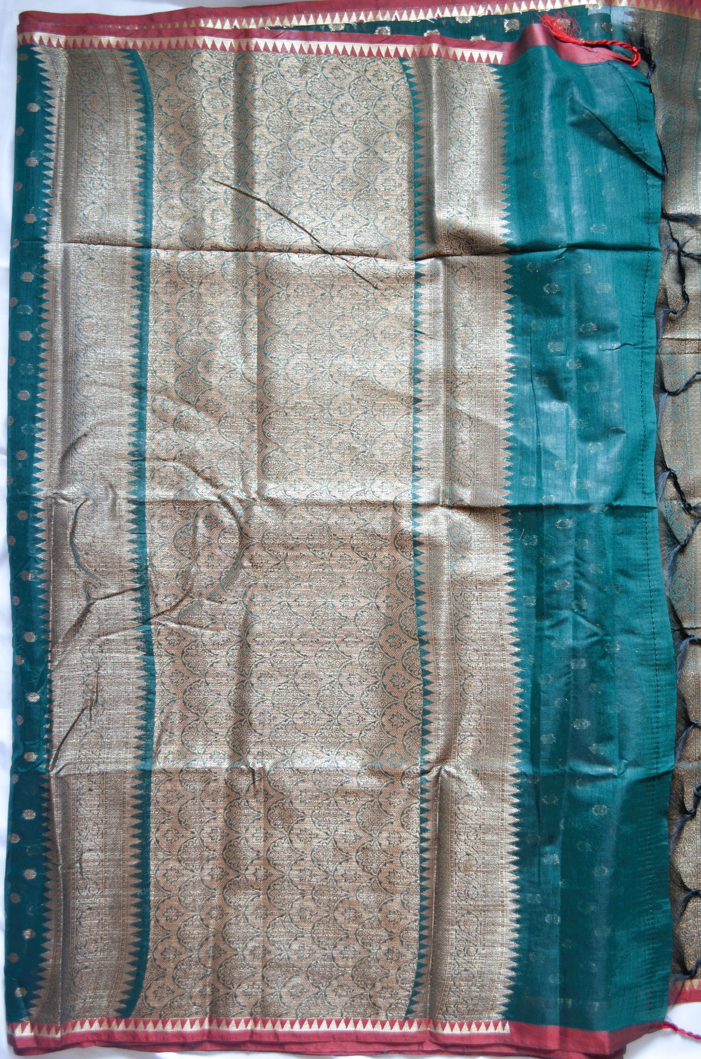 Jungle Green Banarasi Silk Cotton Saree