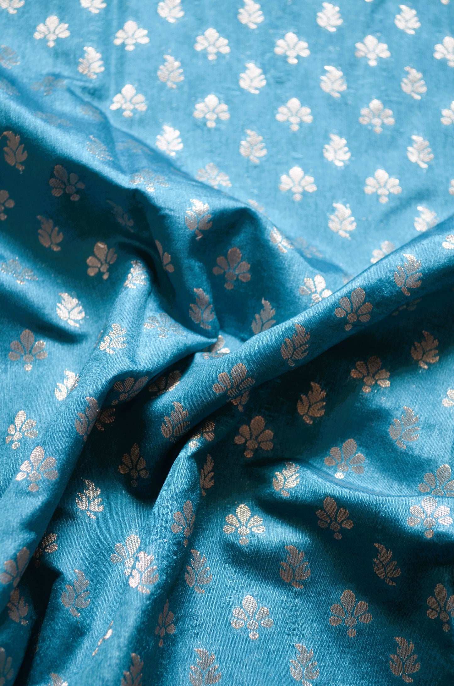 Cyan Banarasi Zari Velvet Silk Saree
