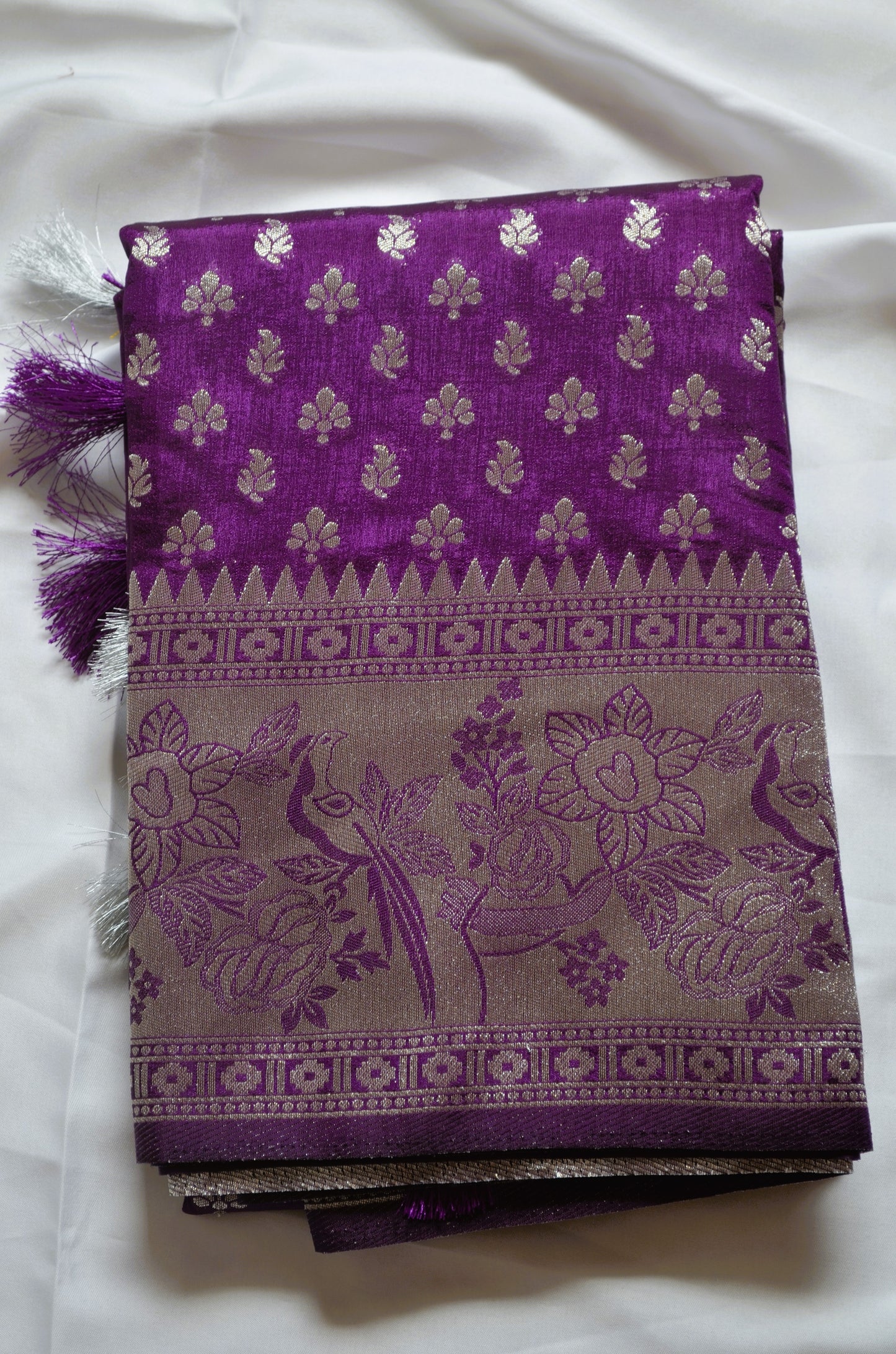 Purple Banarasi Zari Velvet Silk Saree