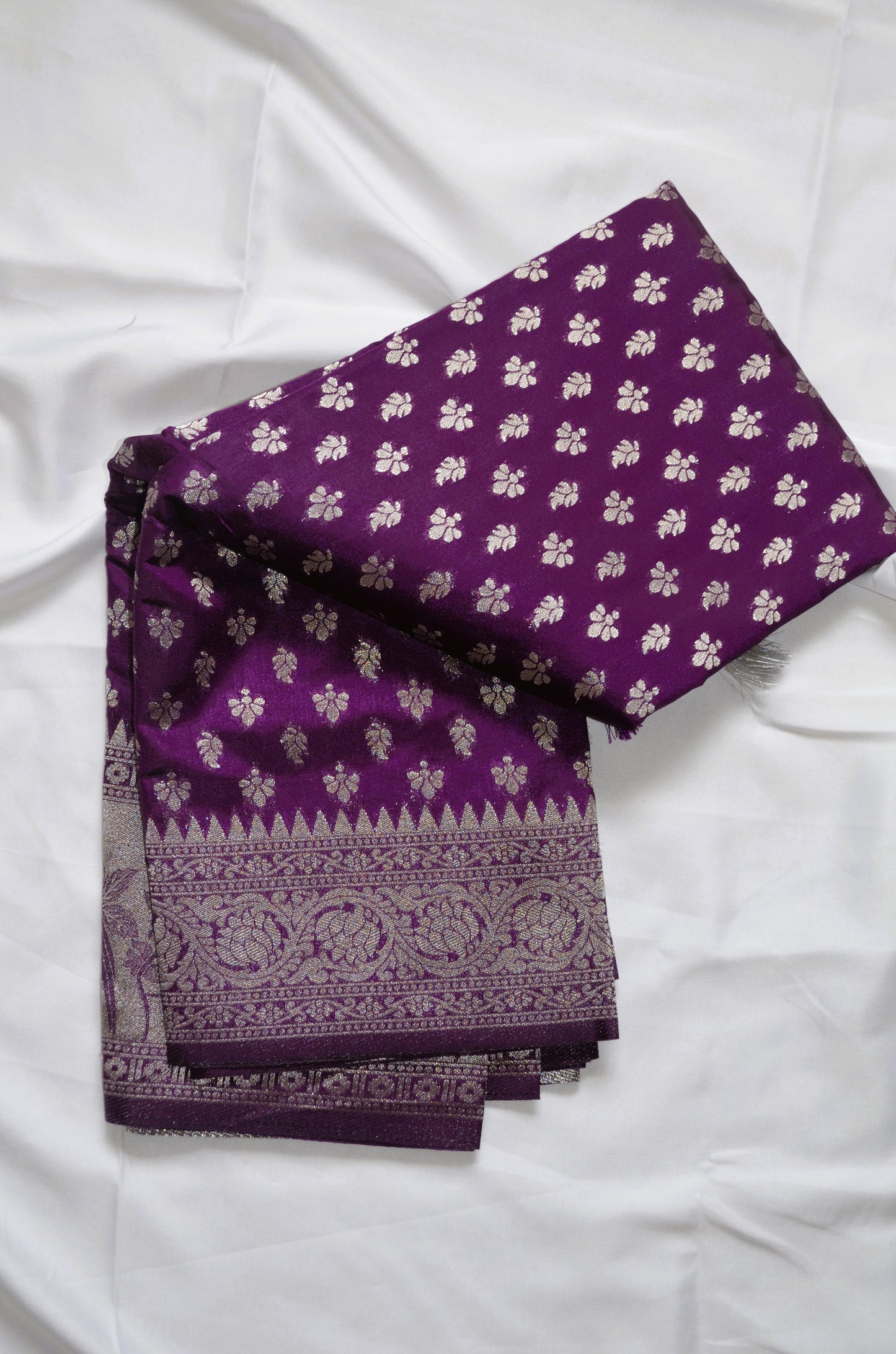 Purple Banarasi Zari Velvet Silk Saree