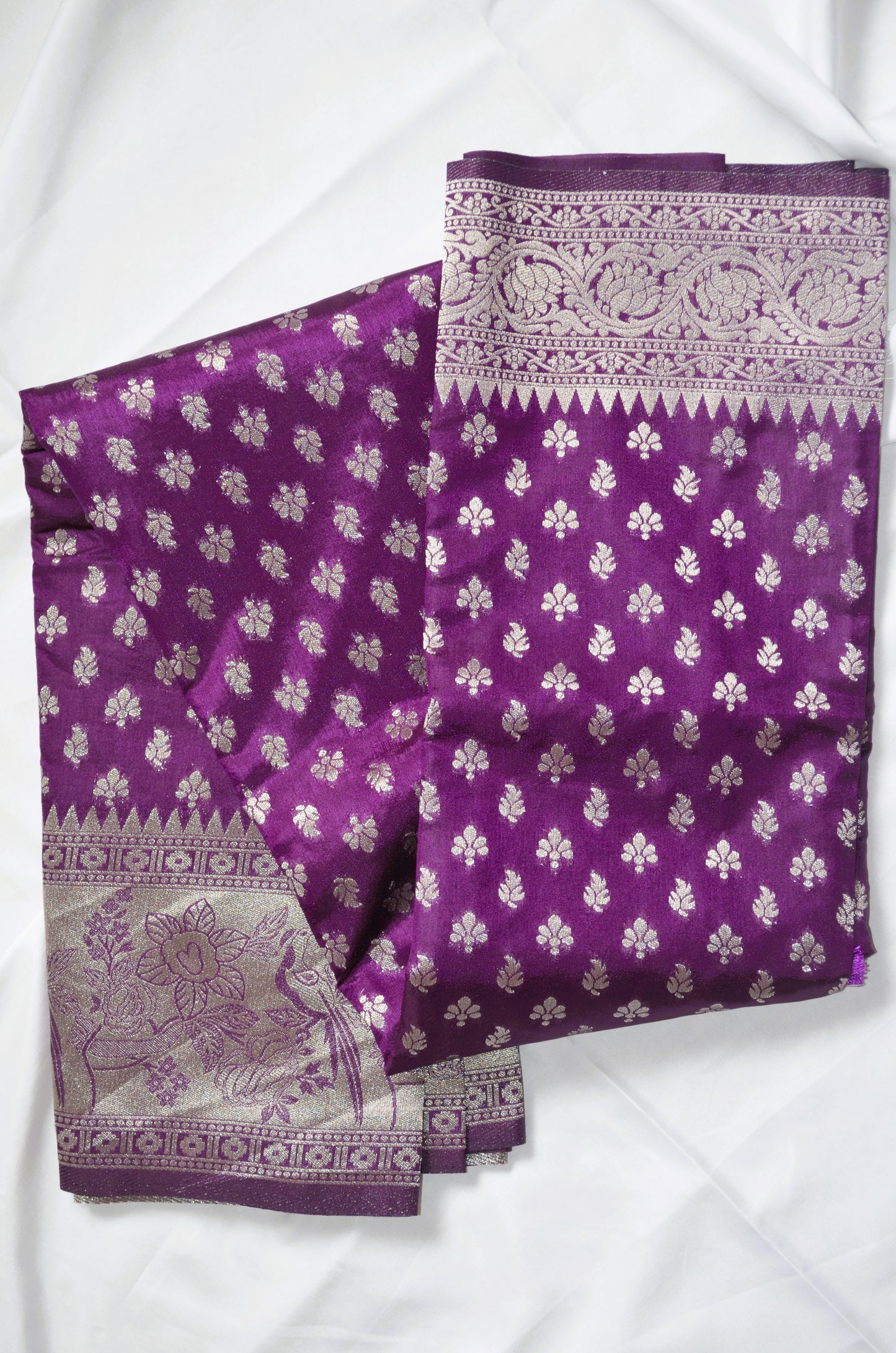 Purple Banarasi Zari Velvet Silk Saree