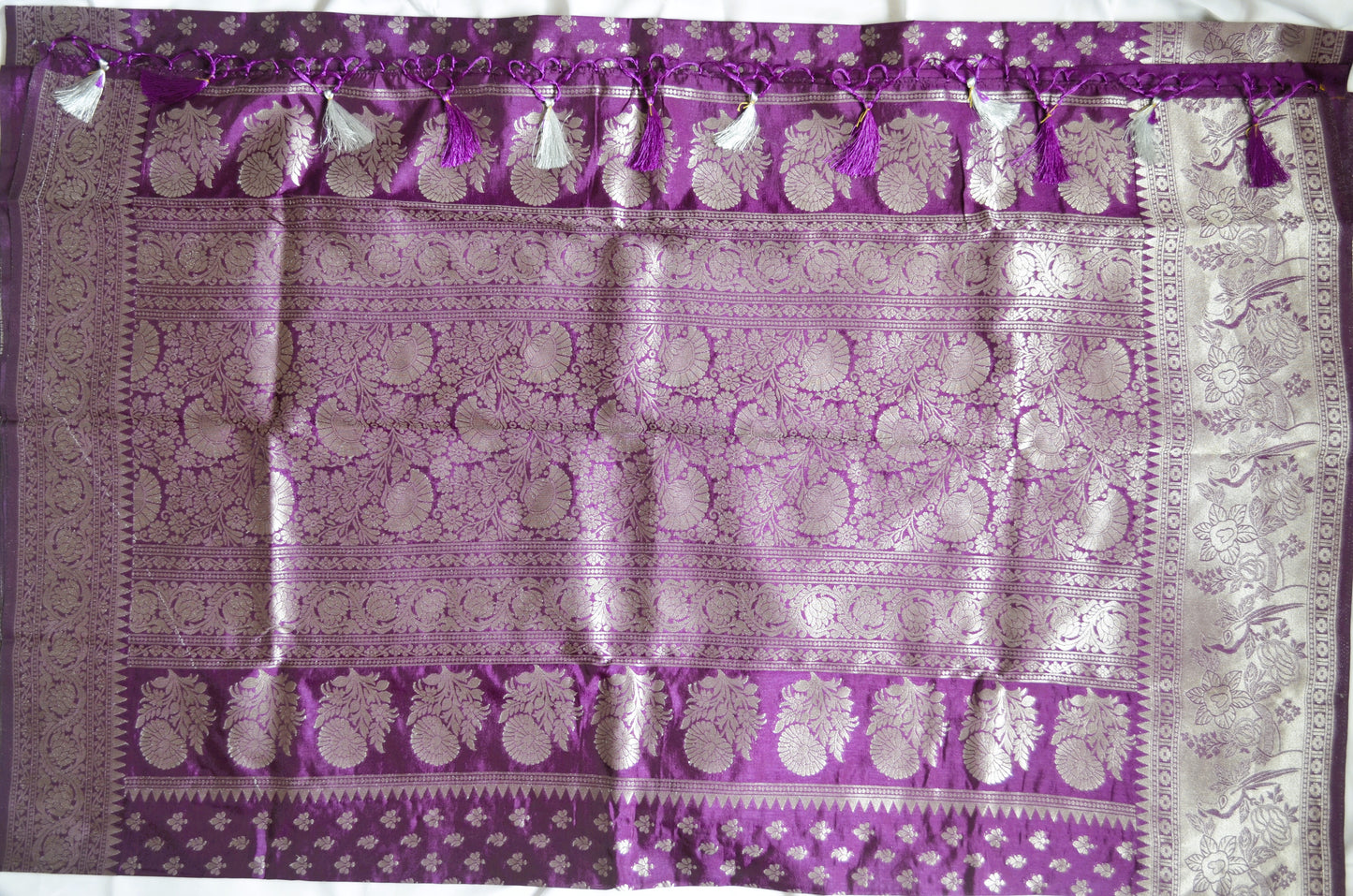 Purple Banarasi Zari Velvet Silk Saree