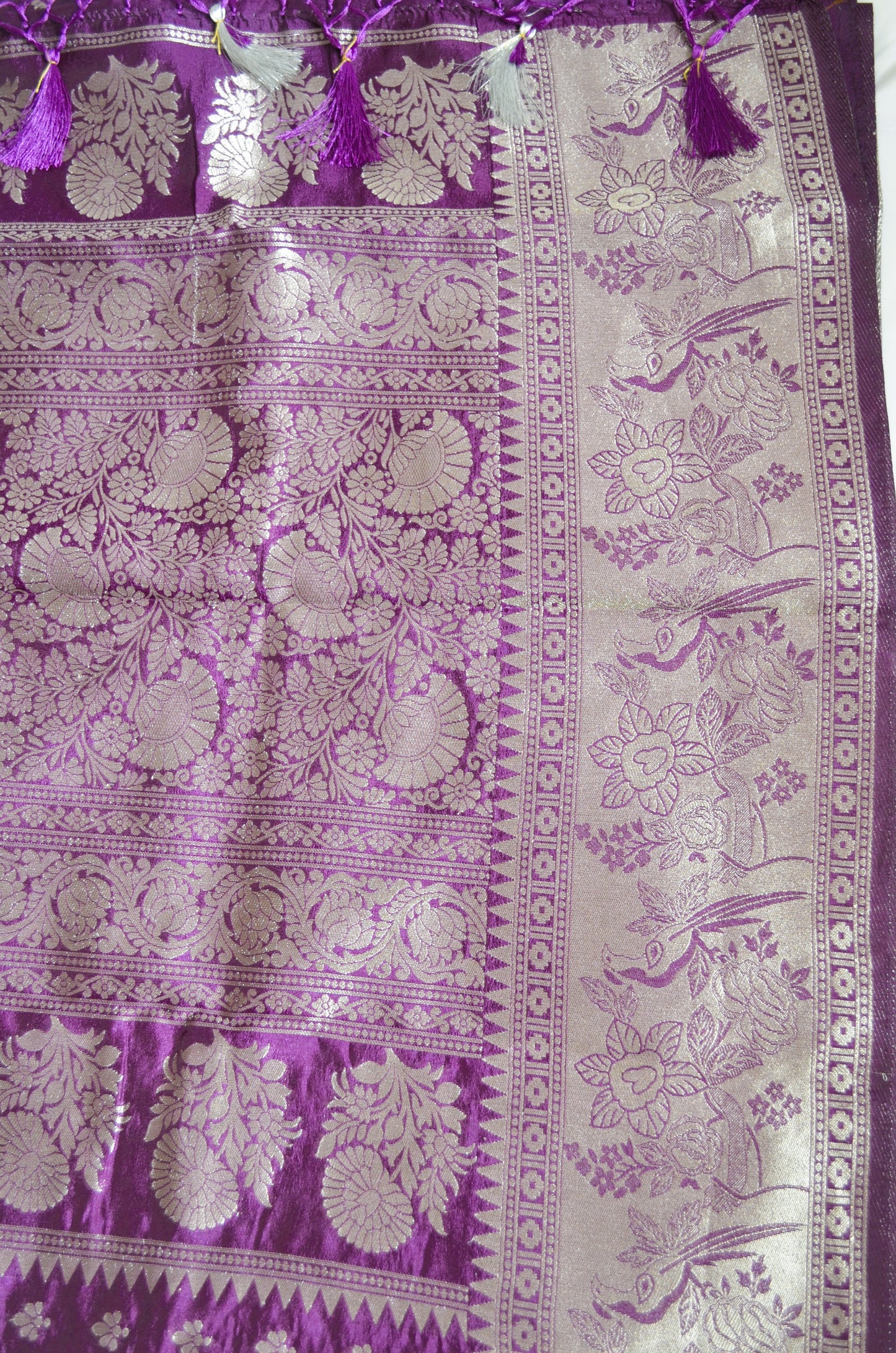 Purple Banarasi Zari Velvet Silk Saree