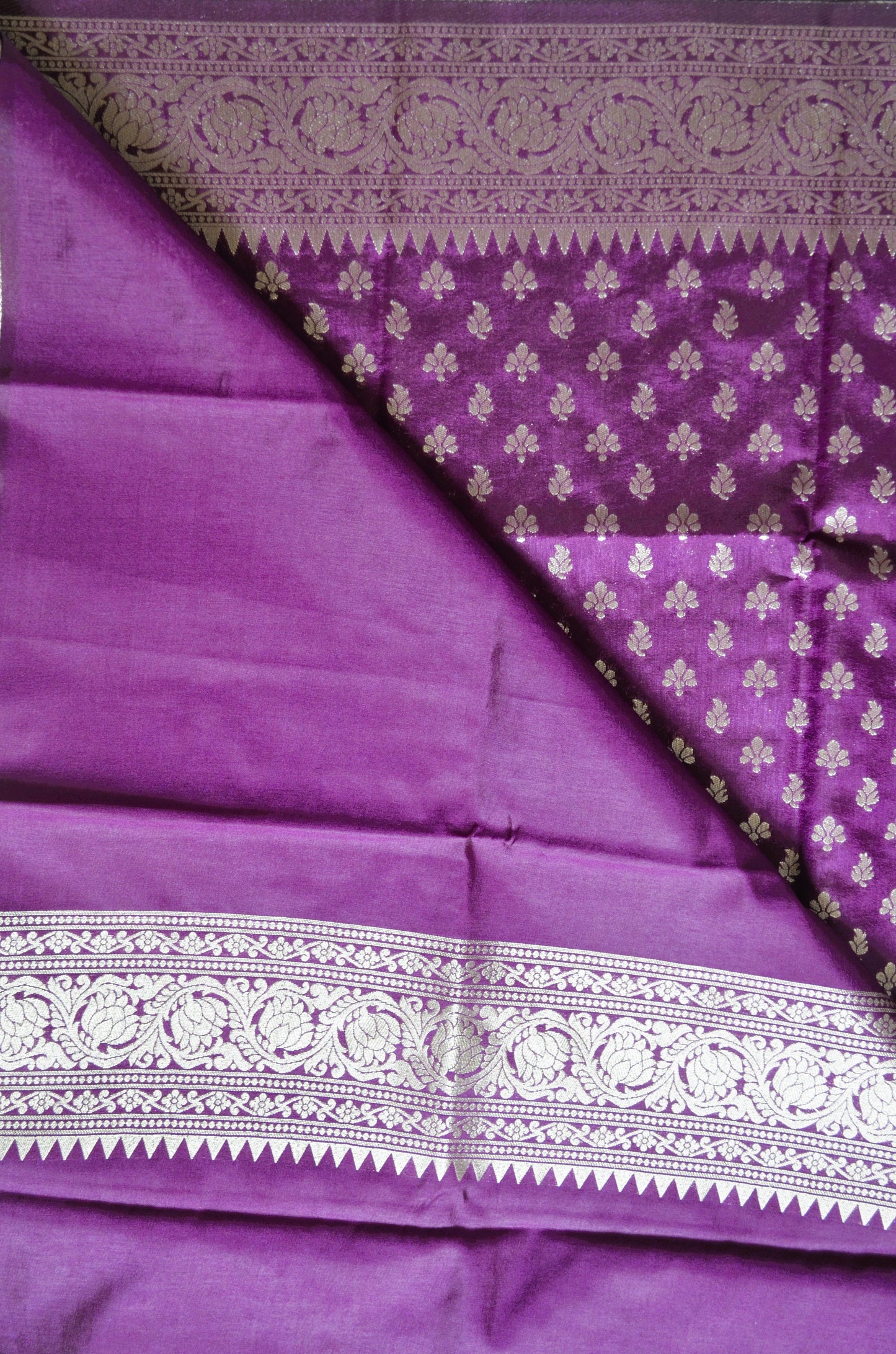 Purple Banarasi Zari Velvet Silk Saree