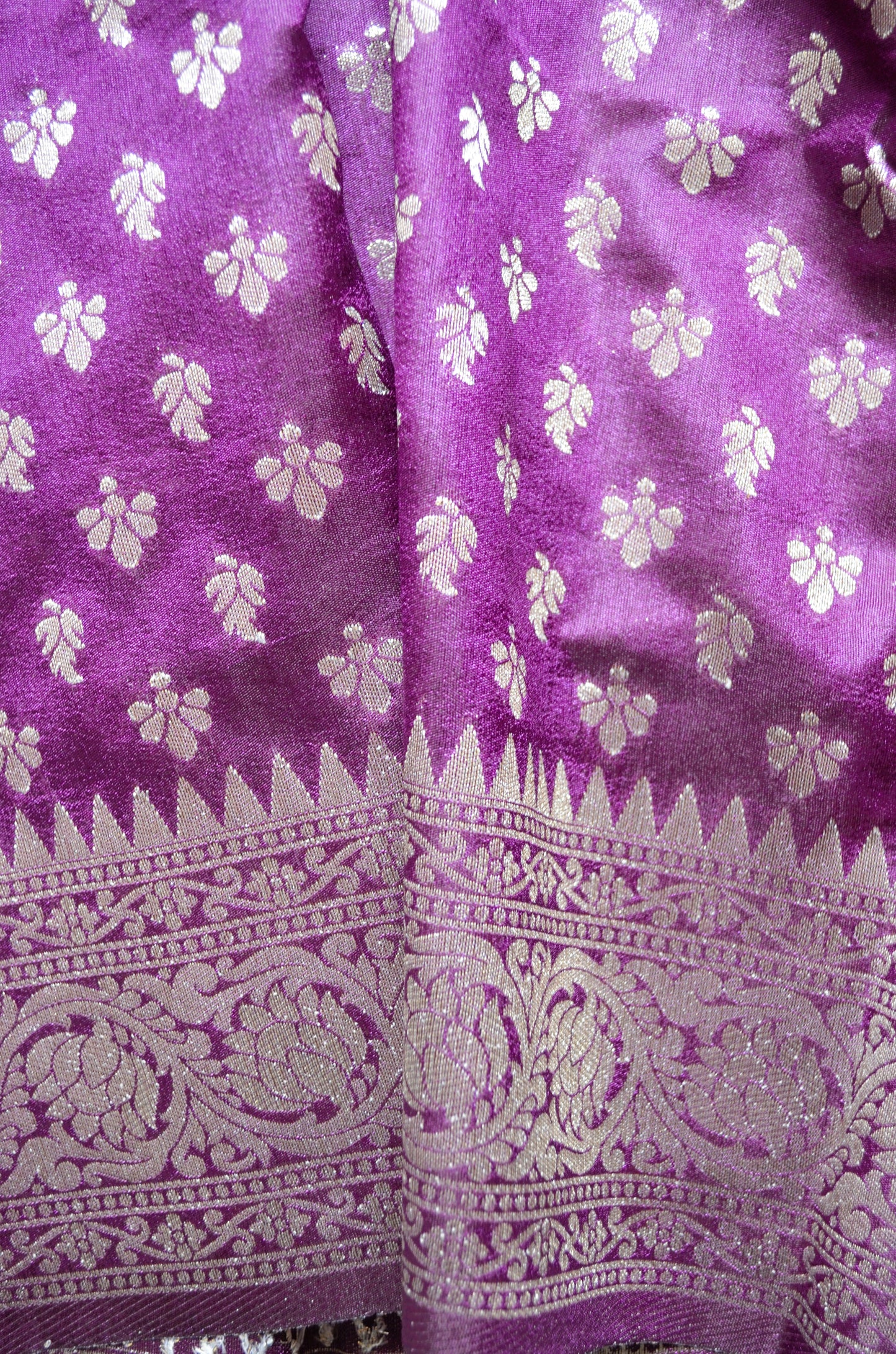 Purple Banarasi Zari Velvet Silk Saree