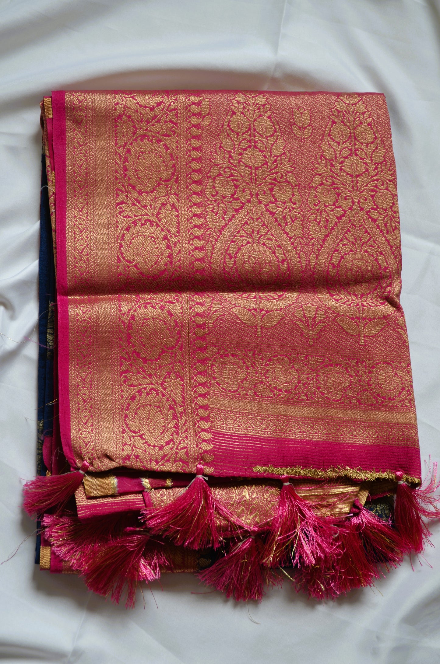 Navy Blue Banarasi Zari Crepe Silk Saree