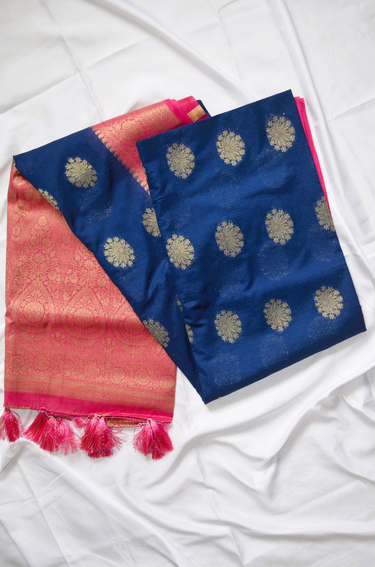 Navy Blue Banarasi Zari Crepe Silk Saree