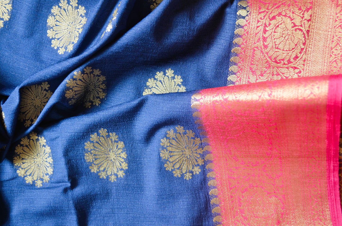Navy Blue Banarasi Zari Crepe Silk Saree
