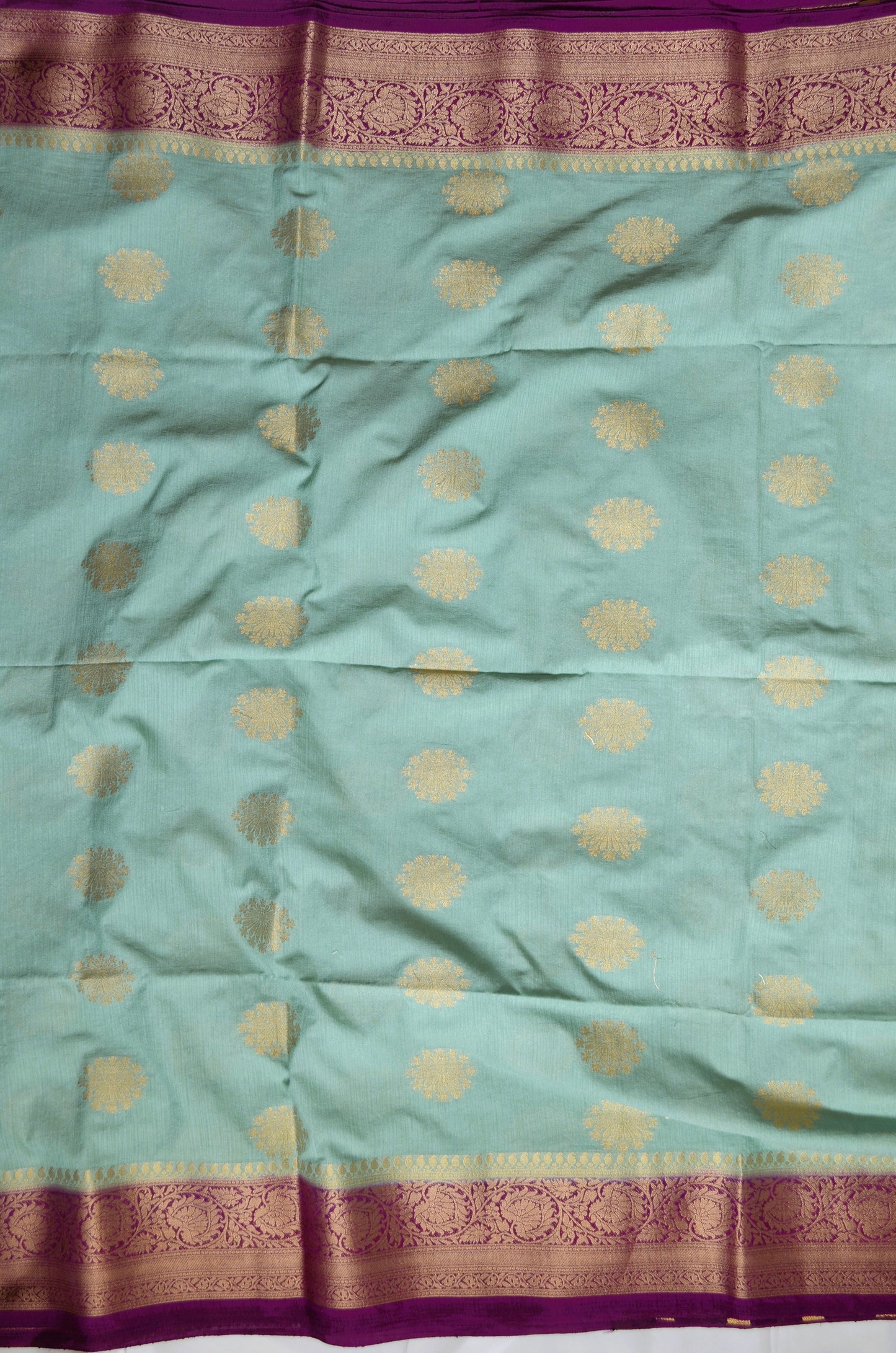Seafoam Banarasi Zari Crepe Silk Saree