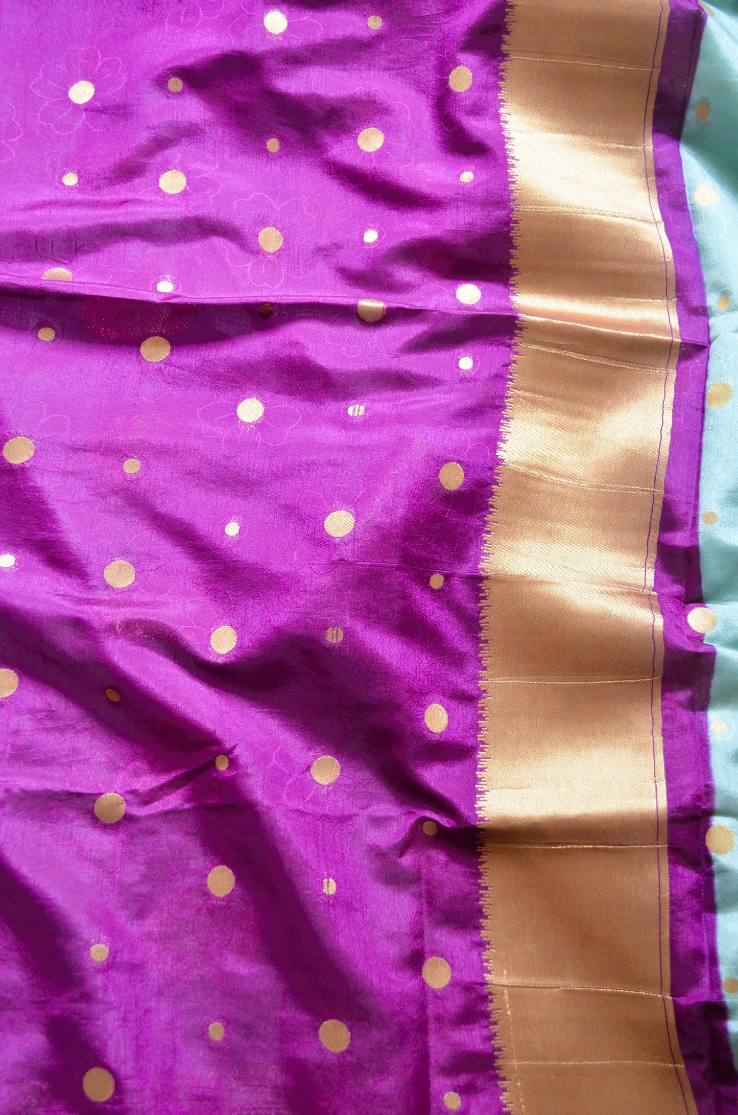 Seafoam Banarasi Zari Crepe Silk Saree