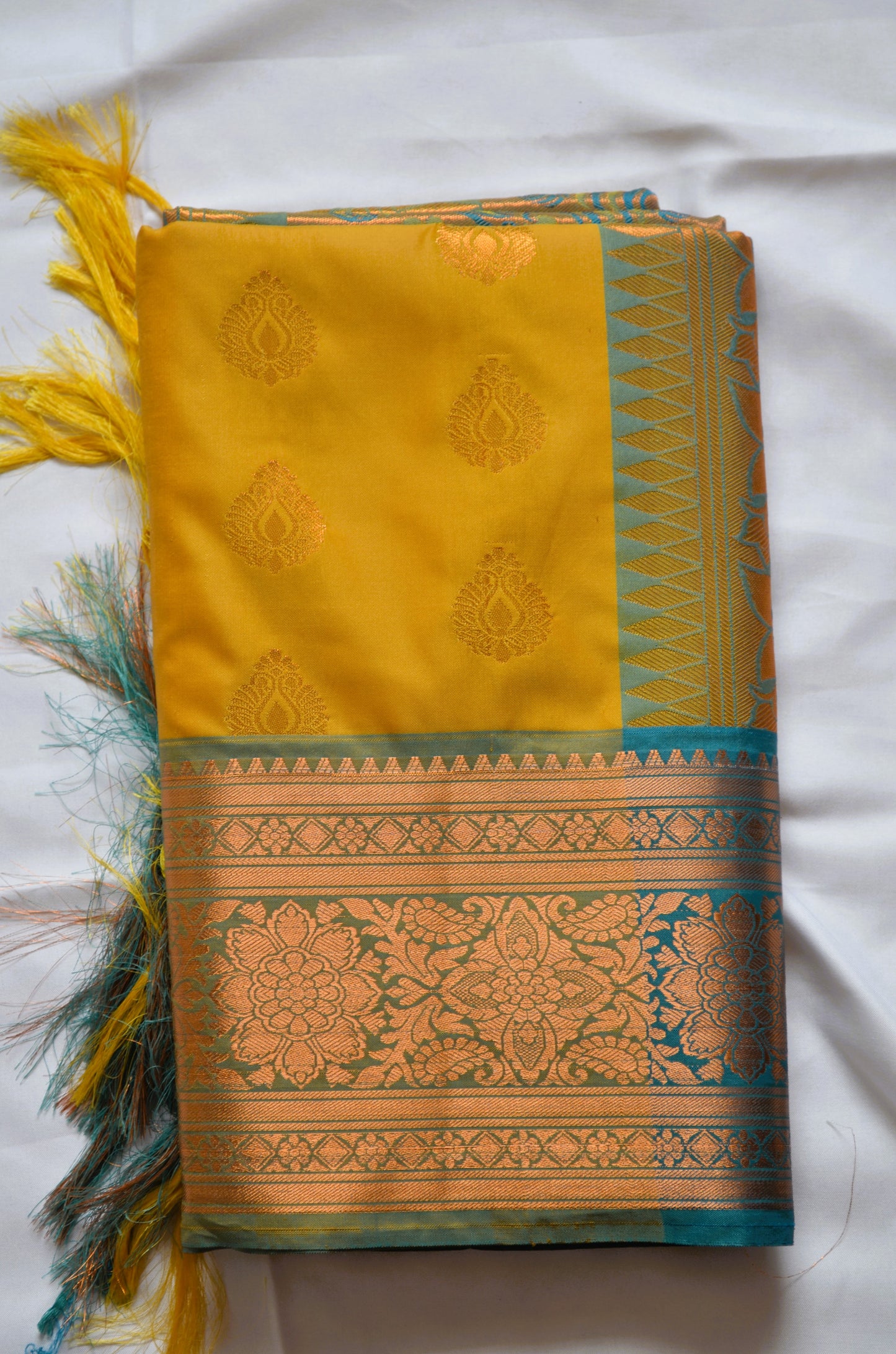 Mustard Banarasi Silk Saree